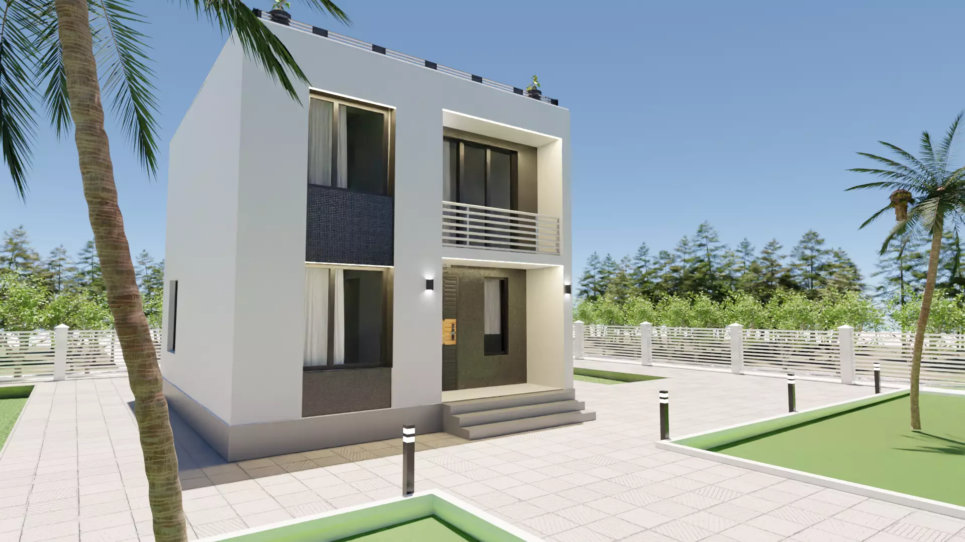 fre villa 3d blend Low-poly 3D model_0