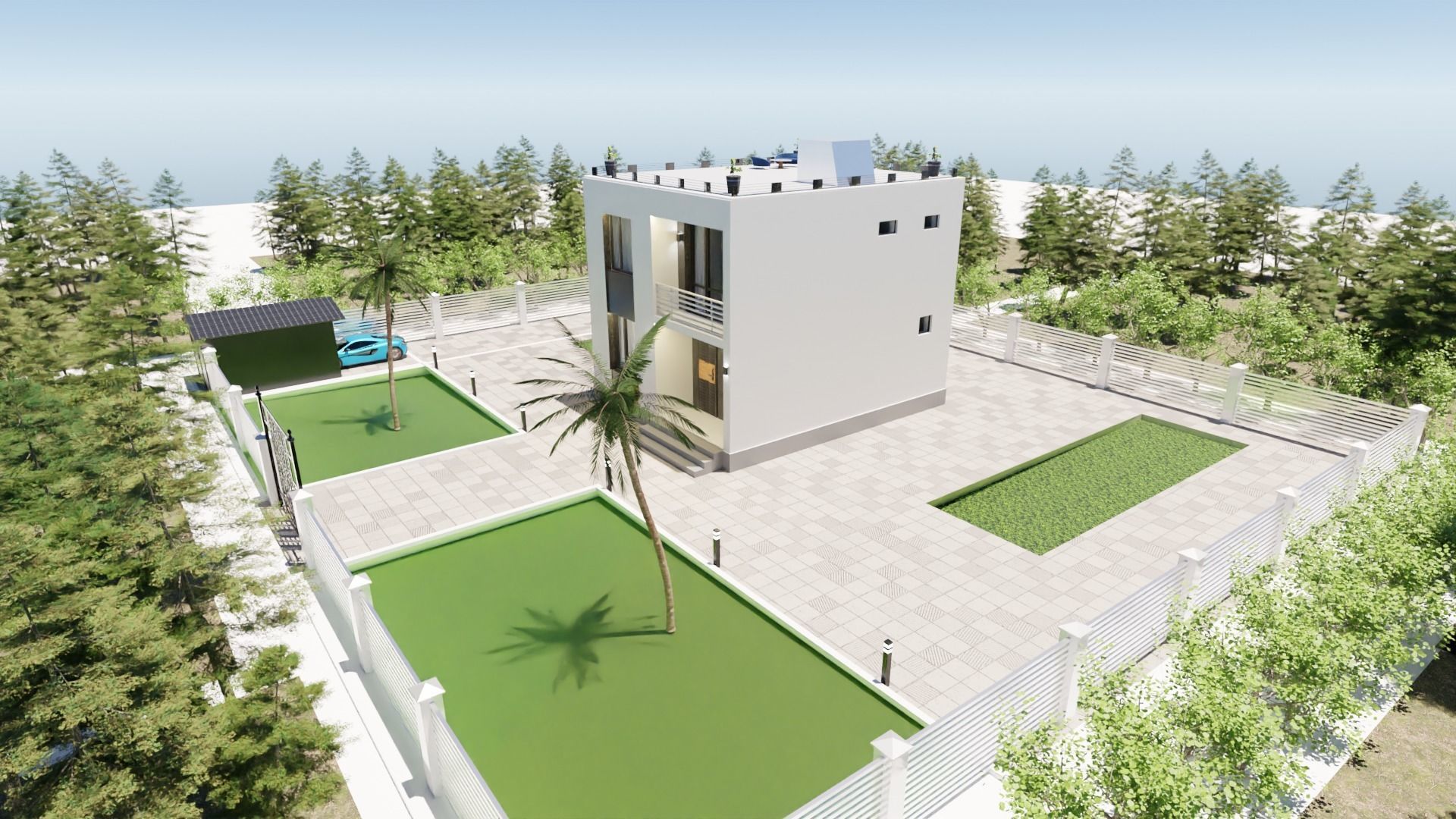 fre villa 3d blend Low-poly 3D model_3