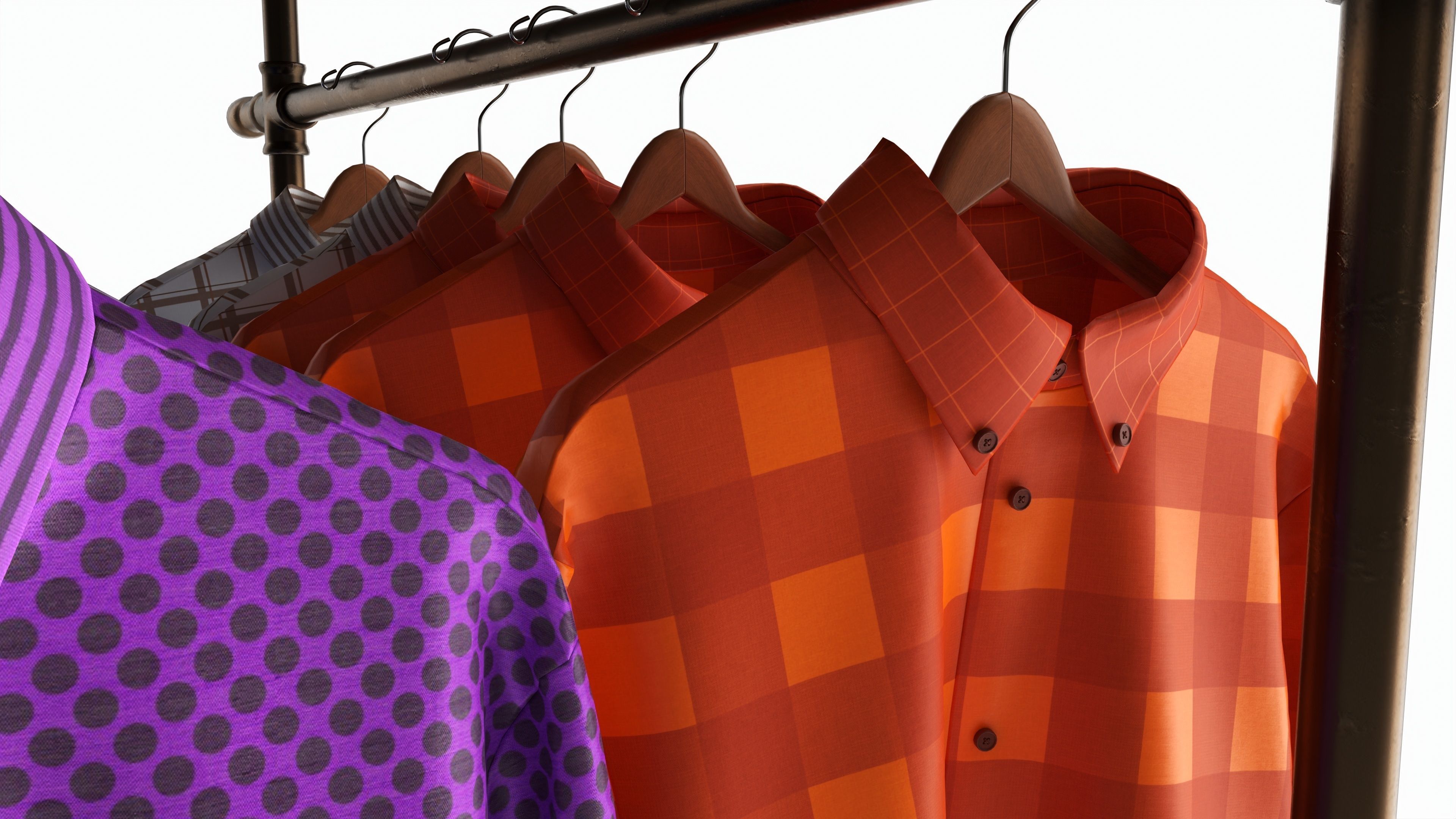 Store display clothing double bar rack system 3D model_5