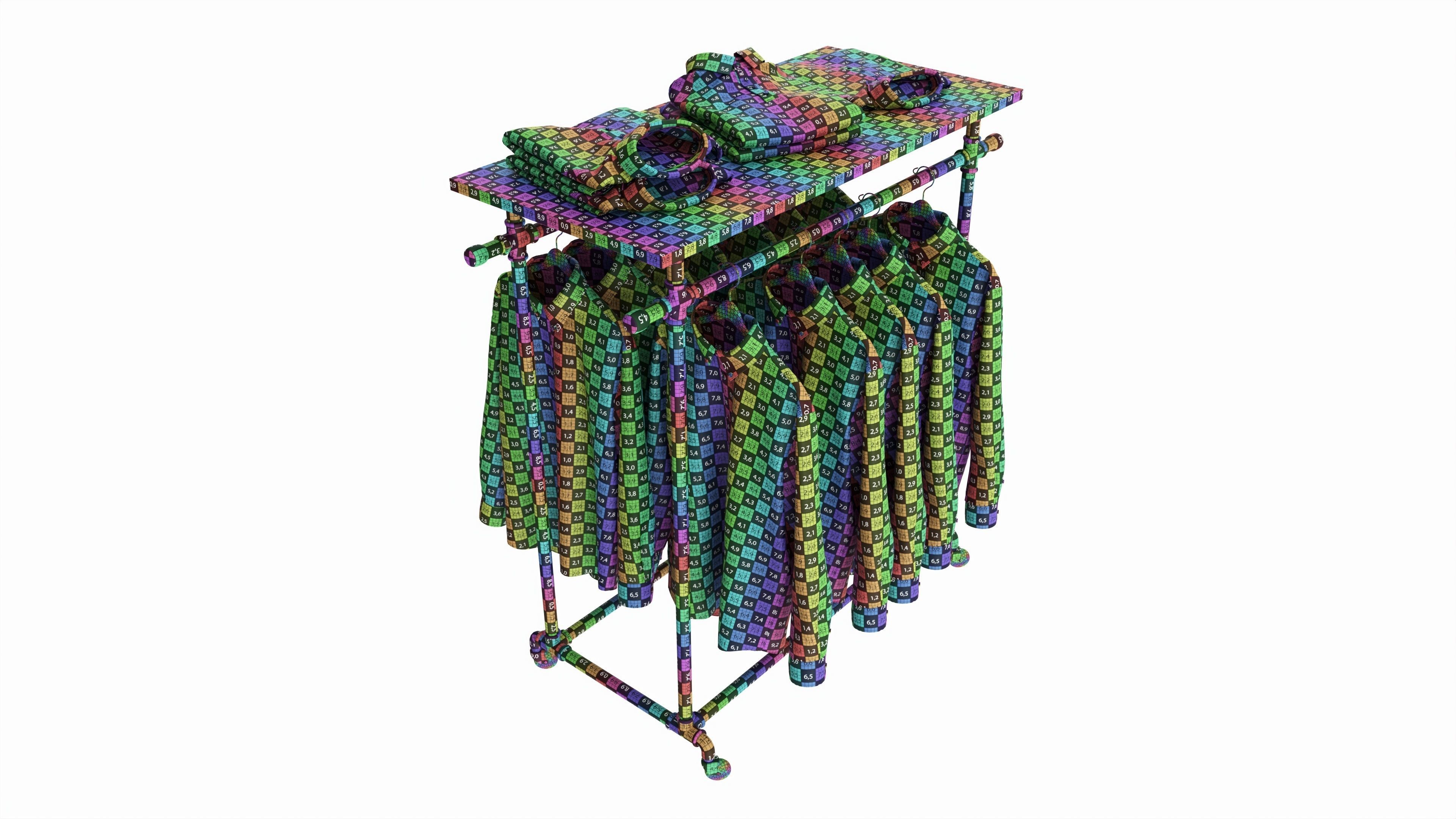 Store display clothing double bar rack system 3D model_7