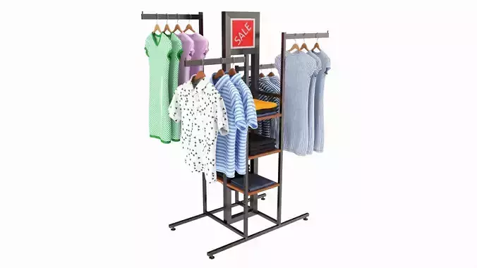 Store 4-way Square Tube Clothing Rack