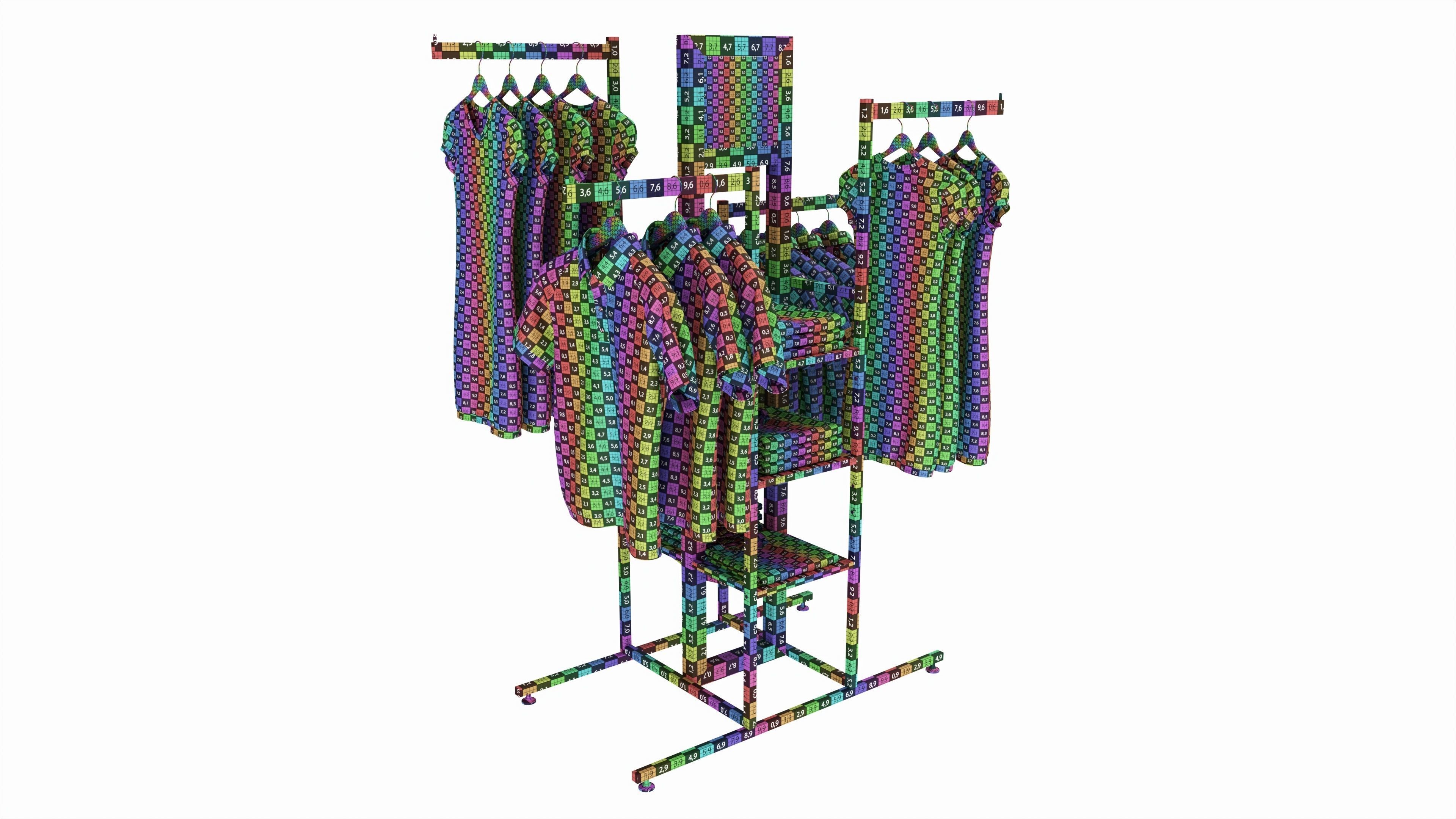Store 4-way Square Tube Clothing Rack 3D model_8