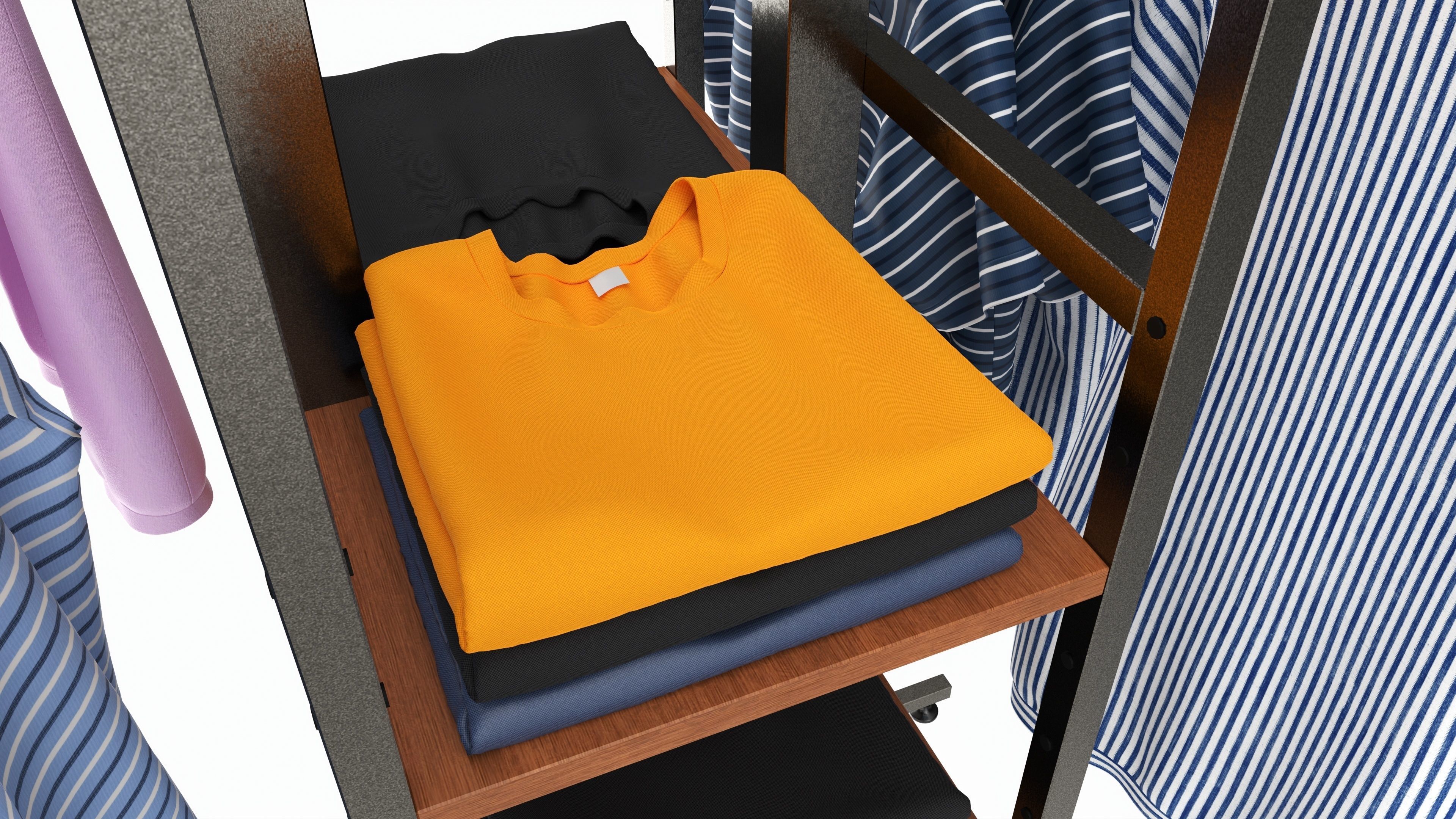 Store 4-way Square Tube Clothing Rack 3D model_4