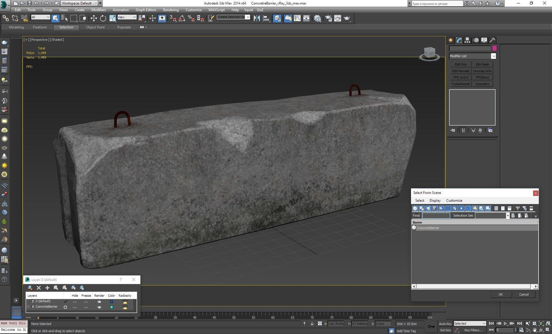 Concrete Barrier Low-poly 3D model_28
