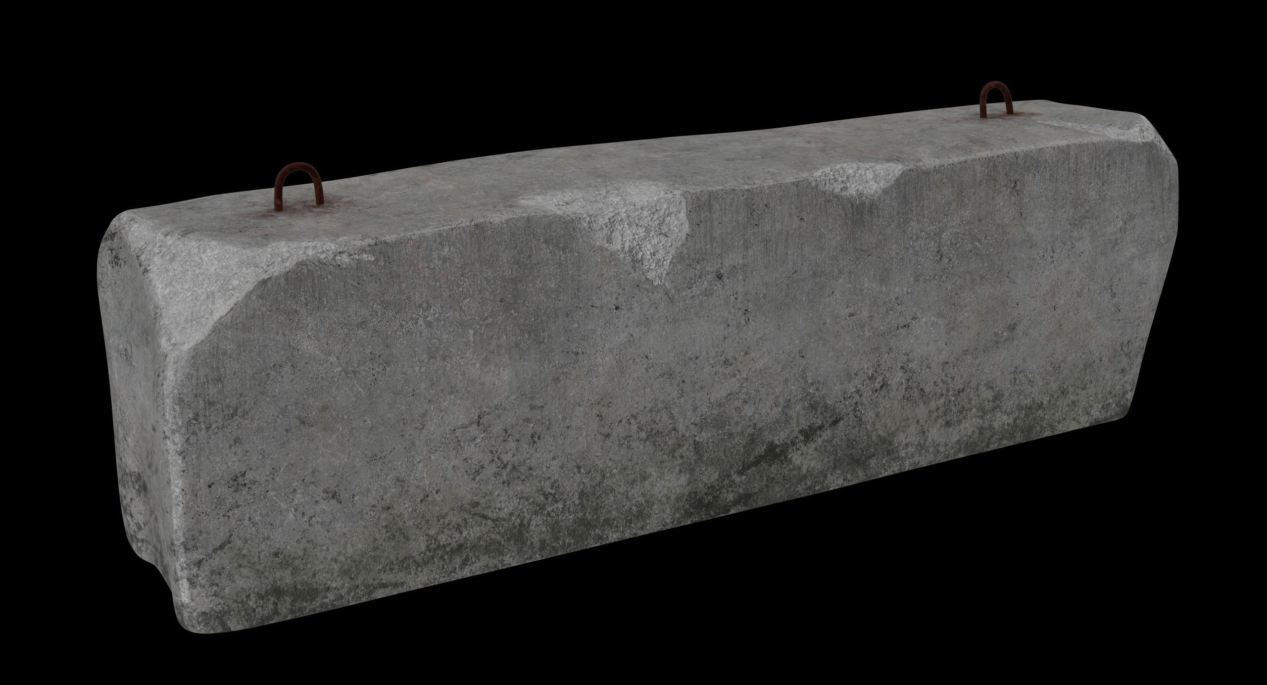 Concrete Barrier Low-poly 3D model_1