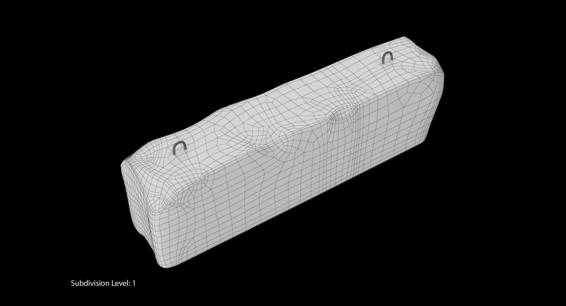 Concrete Barrier Low-poly 3D model_19