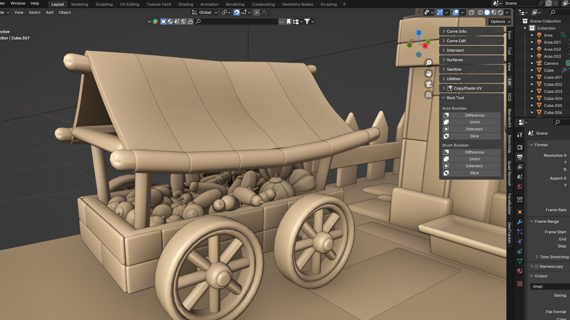 Cartoon Village House Diorama 3D model_5