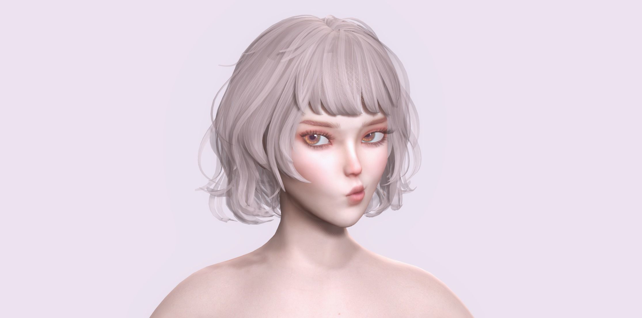 Nude Female Character Yoon - Game Ready Character Low-poly 3D model_19