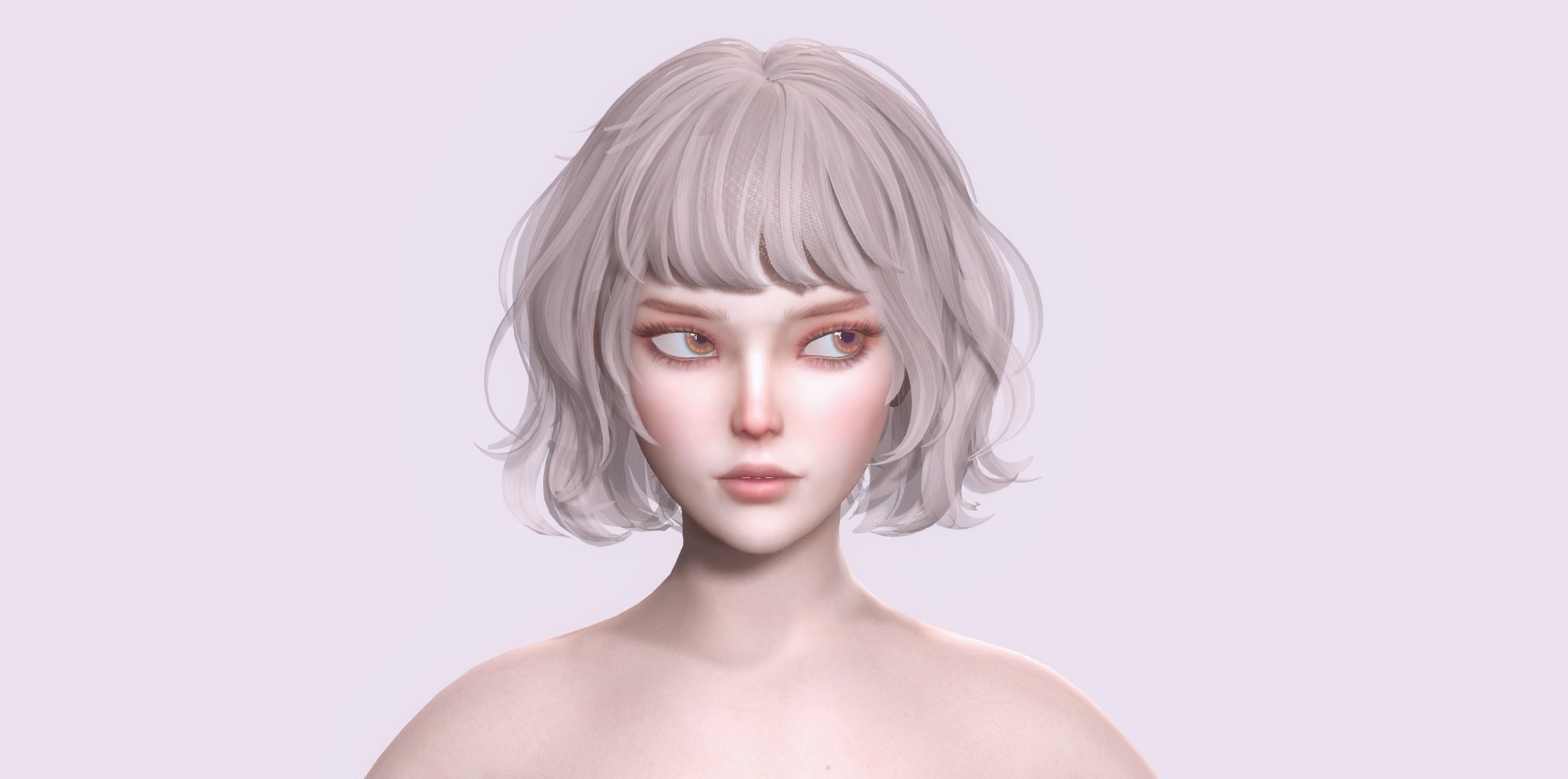 Nude Female Character Yoon - Game Ready Character Low-poly 3D model_32