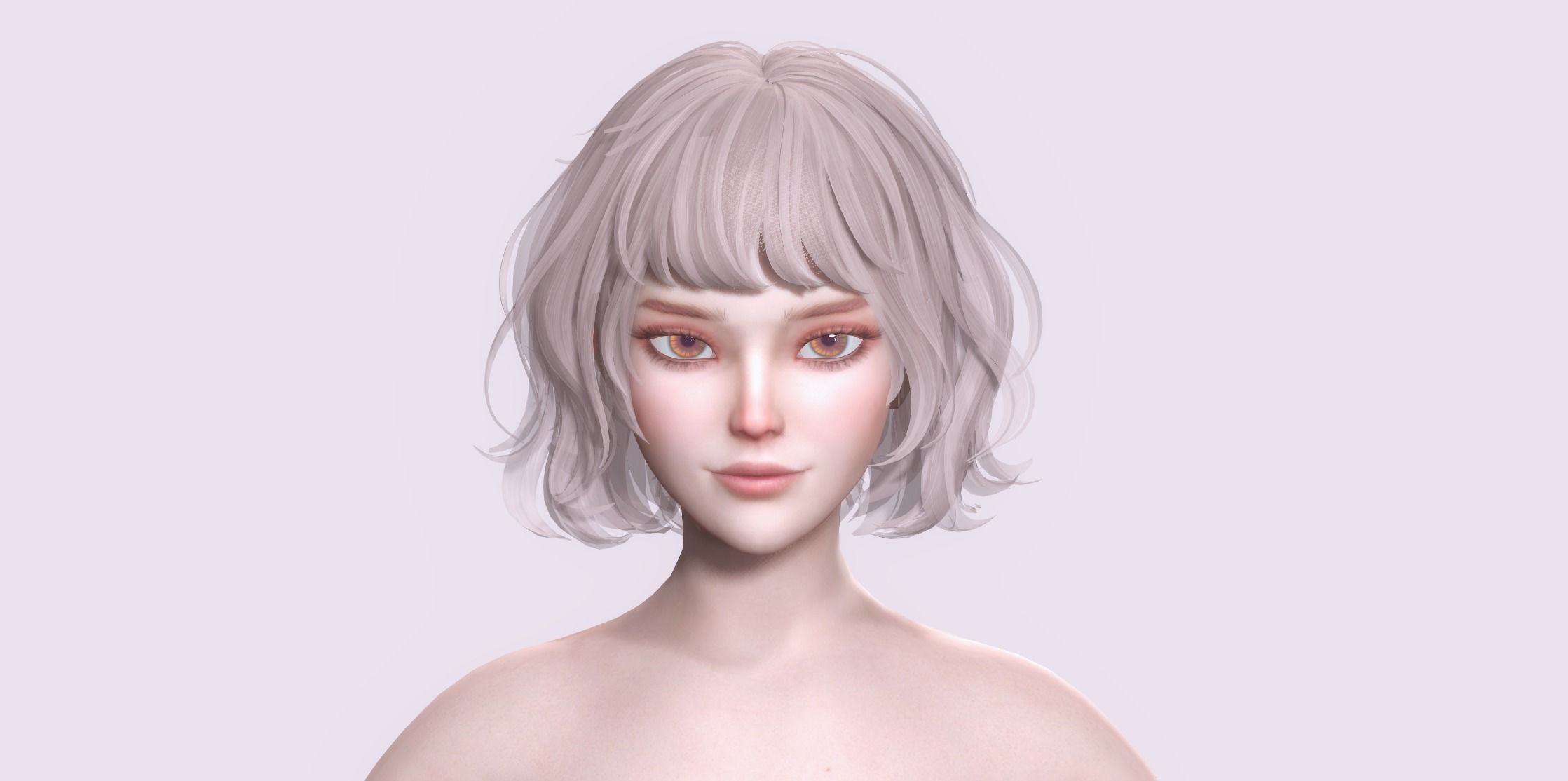 Nude Female Character Yoon - Game Ready Character Low-poly 3D model_36