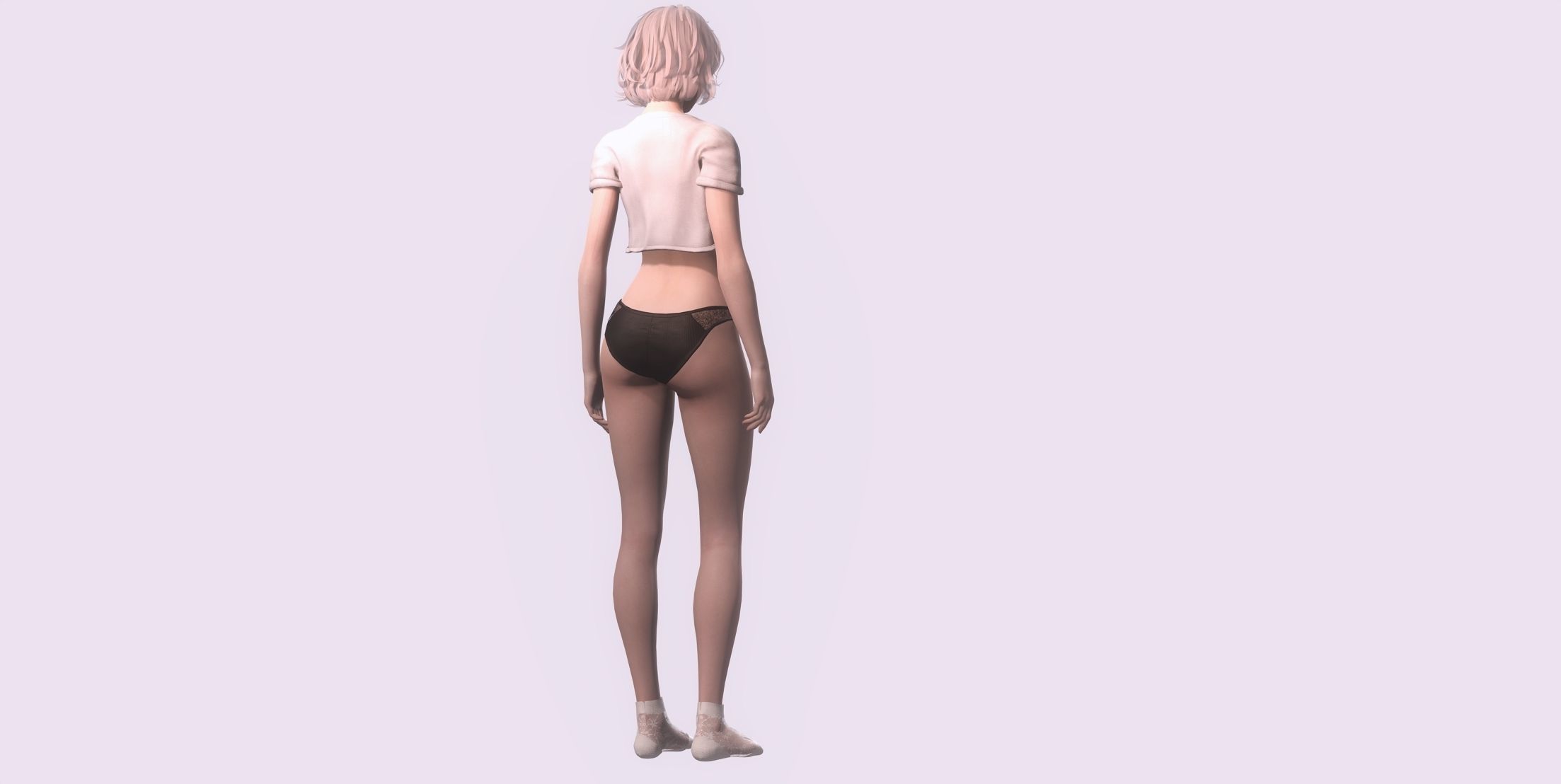 Nude Female Character Yoon - Game Ready Character Low-poly 3D model_7