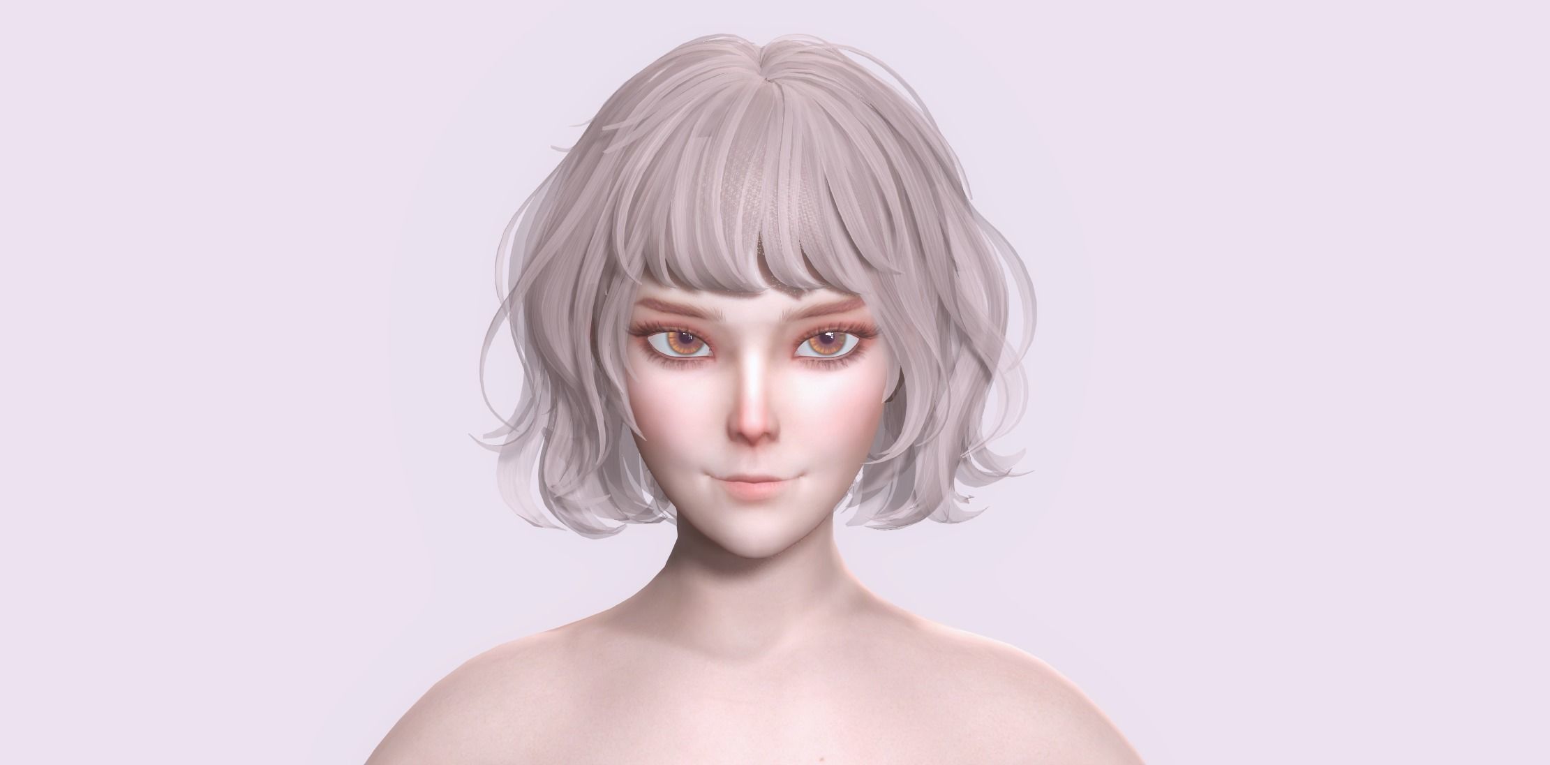 Nude Female Character Yoon - Game Ready Character Low-poly 3D model_29