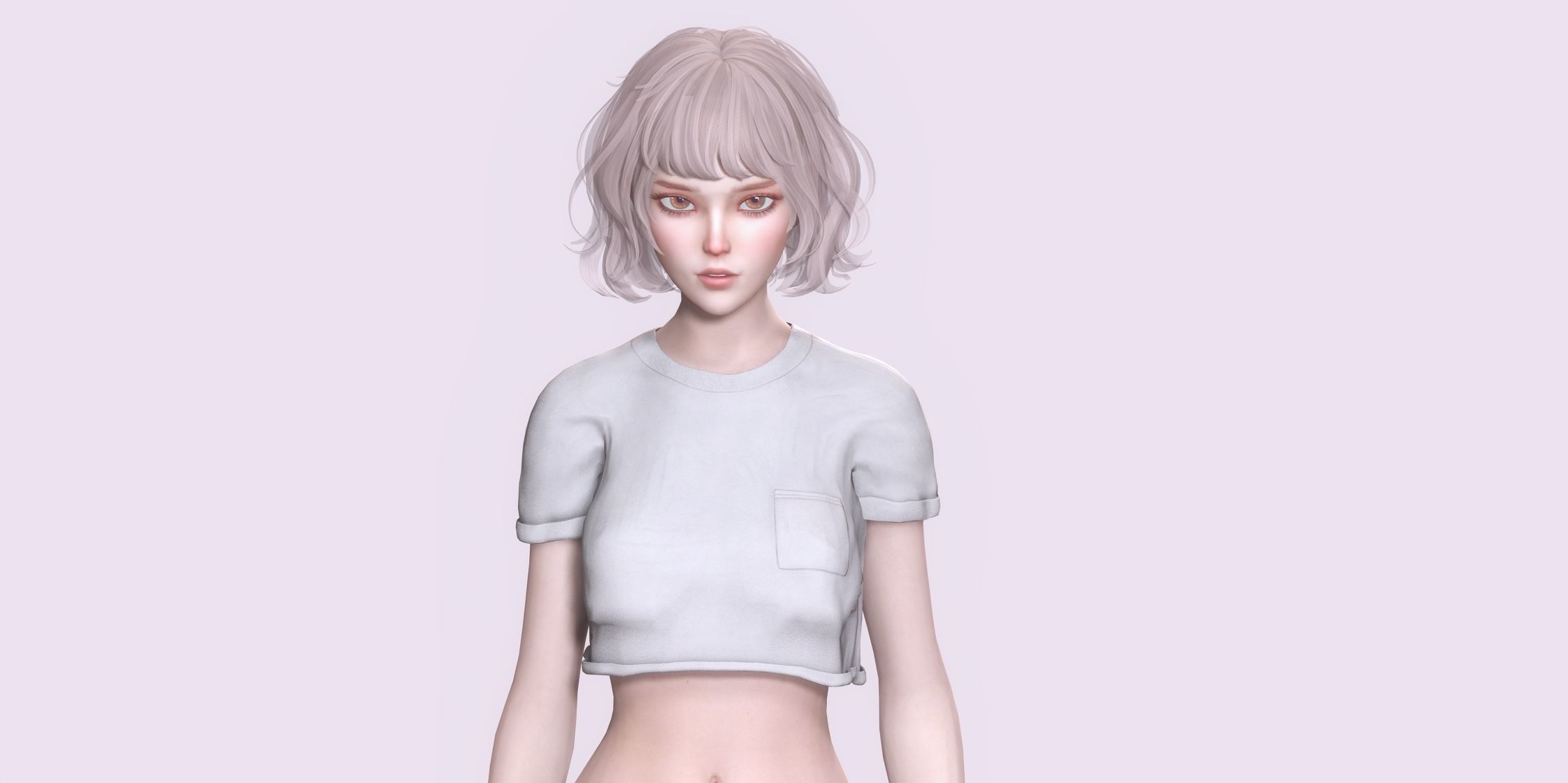 Nude Female Character Yoon - Game Ready Character Low-poly 3D model_5