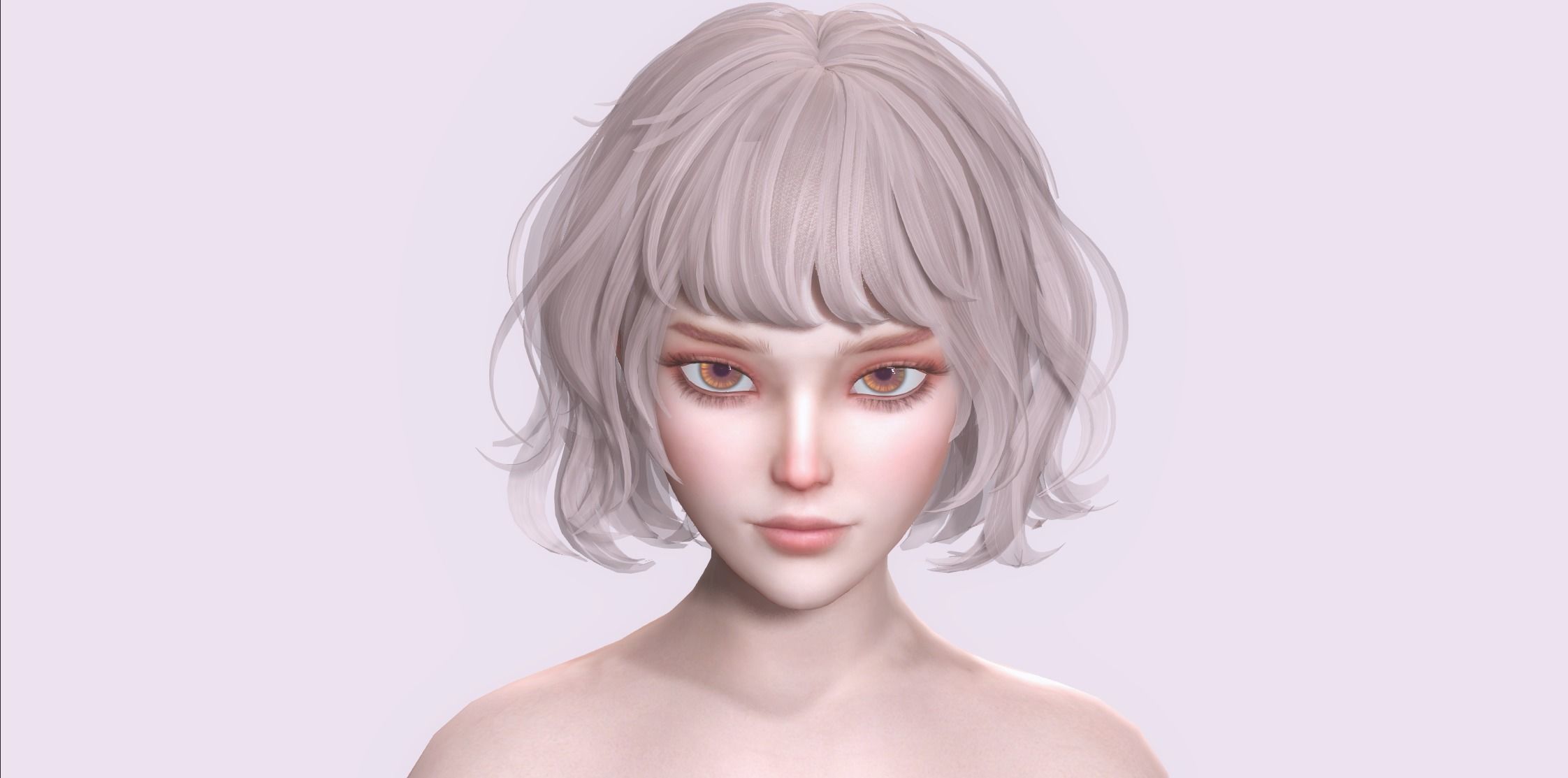 Nude Female Character Yoon - Game Ready Character Low-poly 3D model_30
