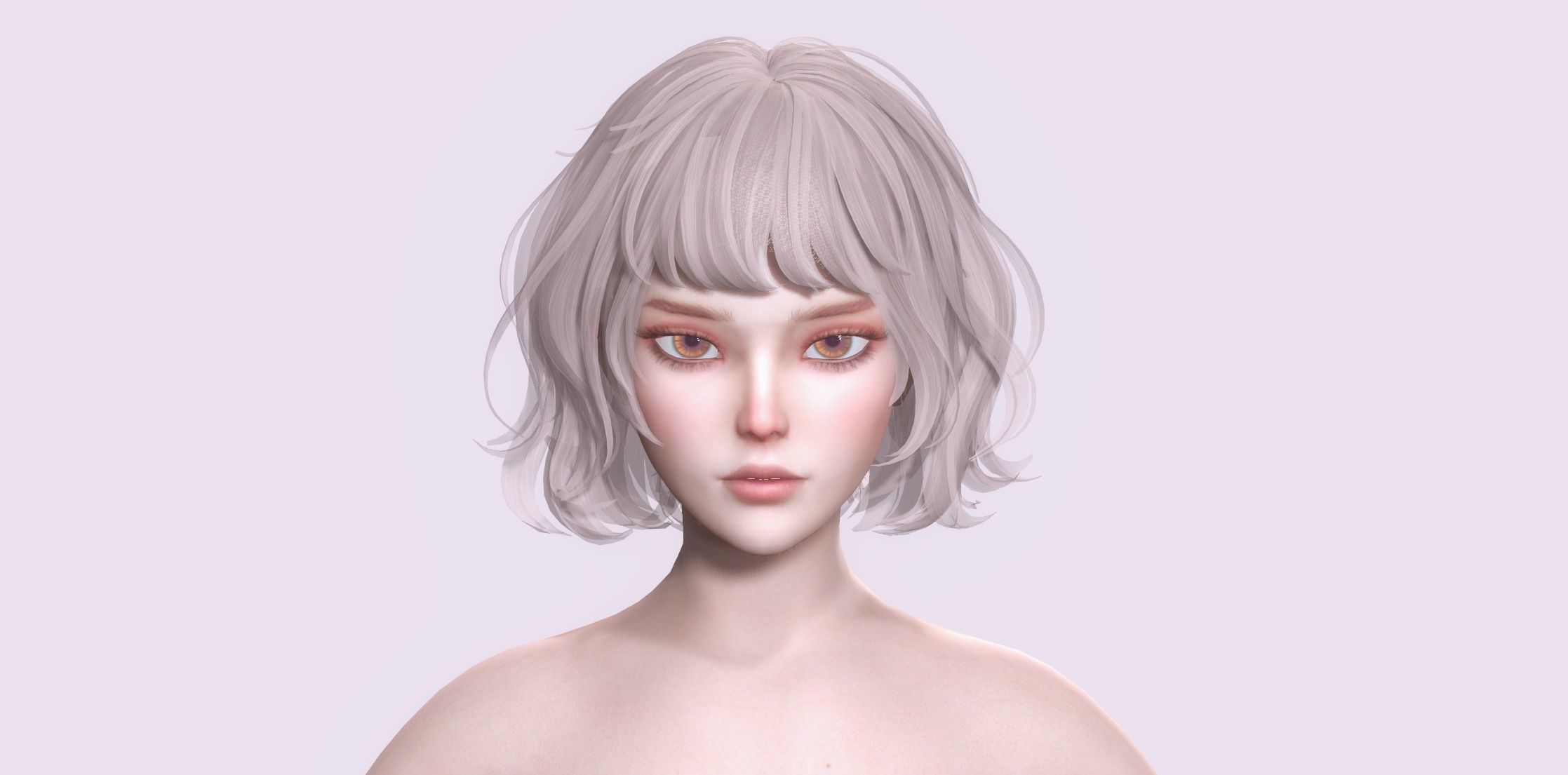 Nude Female Character Yoon - Game Ready Character Low-poly 3D model_31