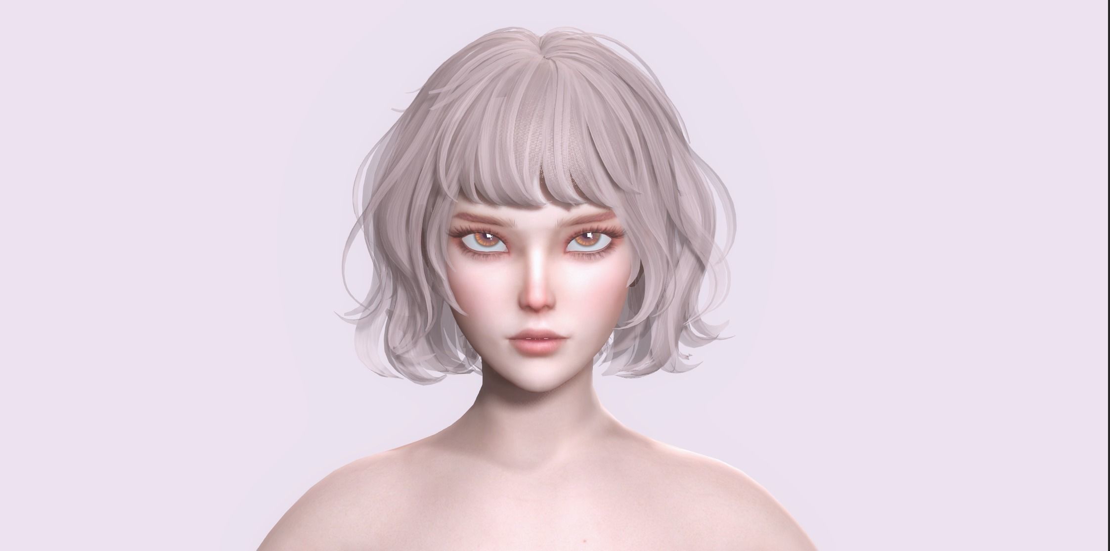 Nude Female Character Yoon - Game Ready Character Low-poly 3D model_21