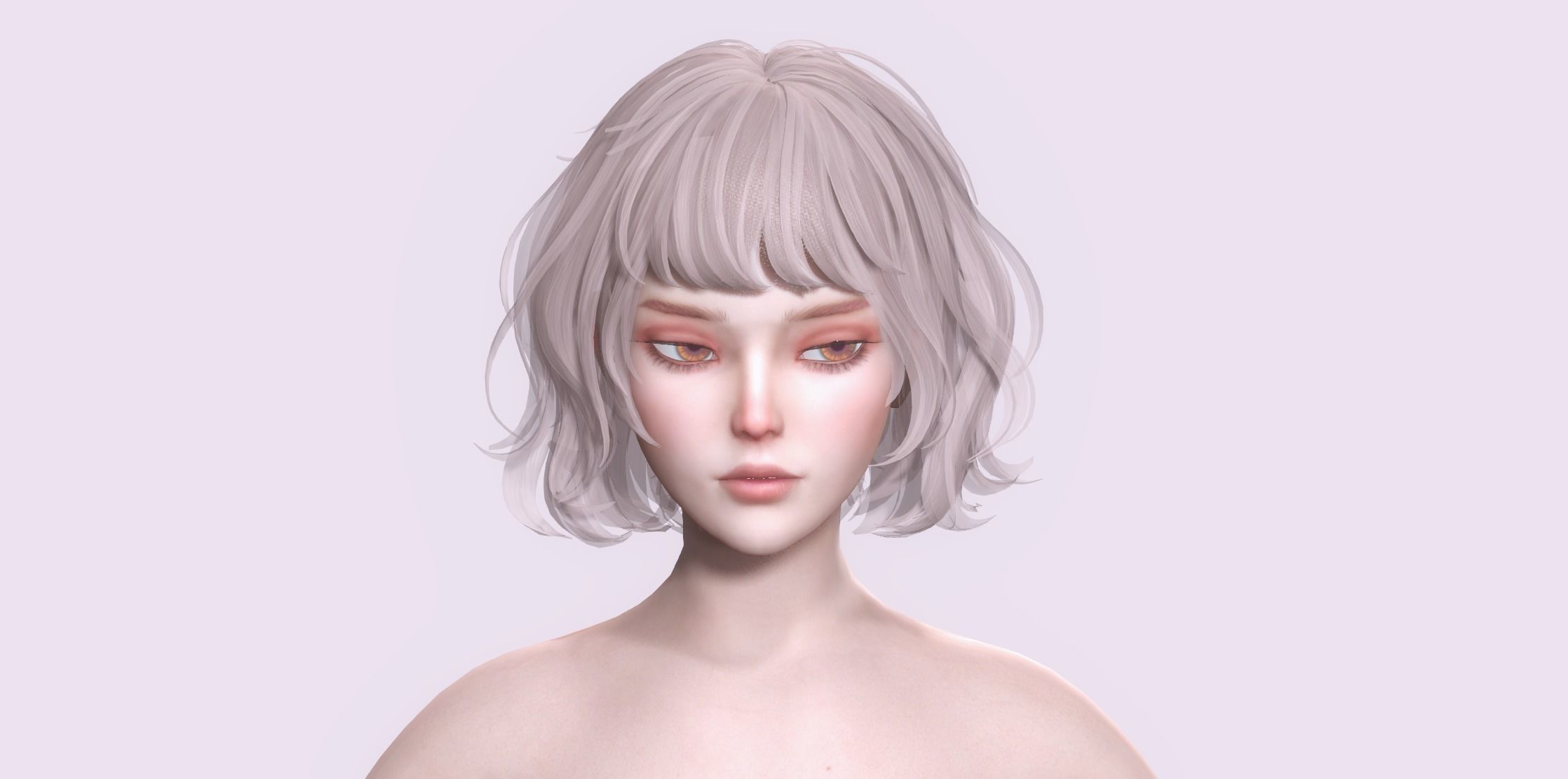 Nude Female Character Yoon - Game Ready Character Low-poly 3D model_16