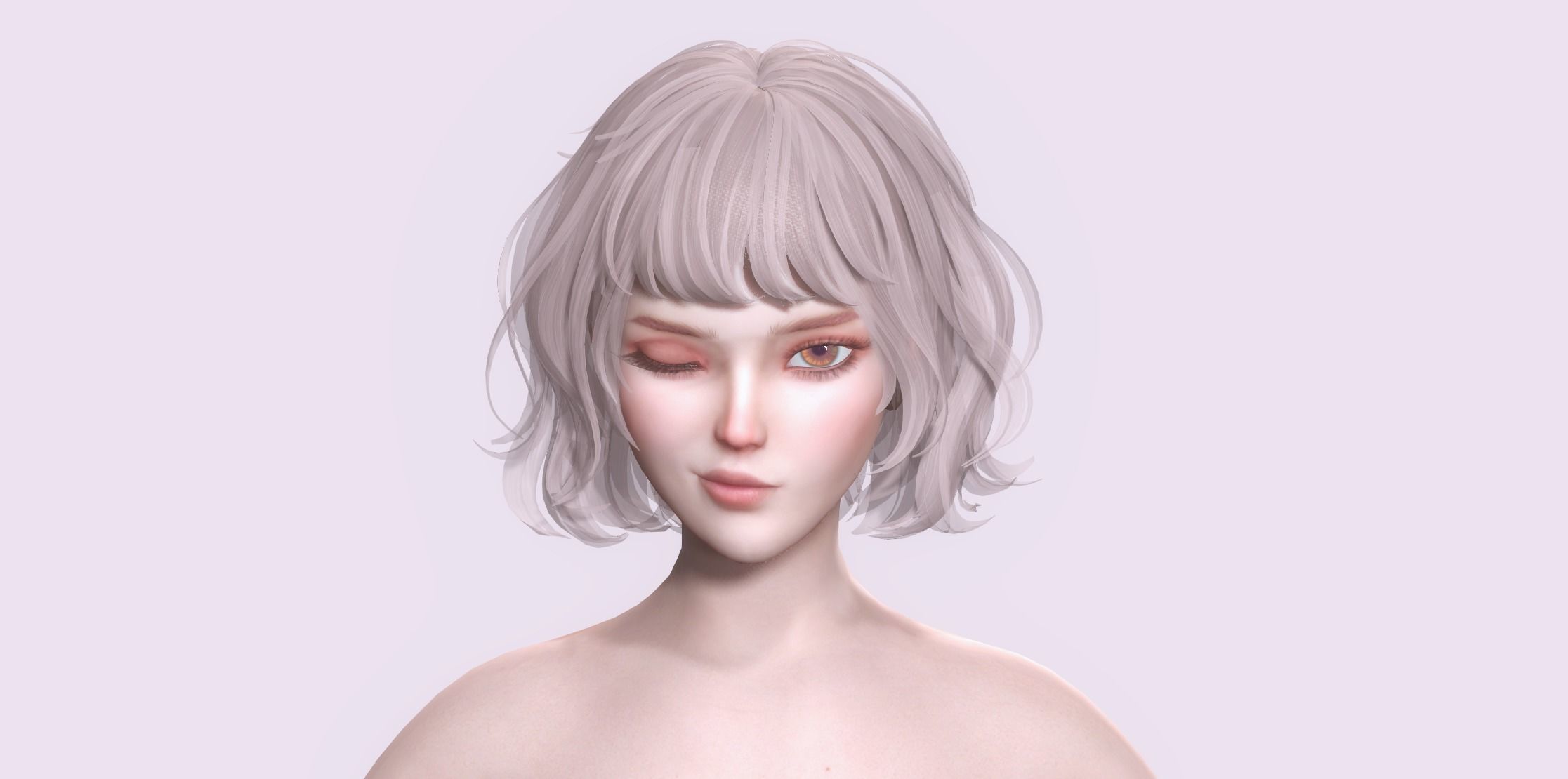 Nude Female Character Yoon - Game Ready Character Low-poly 3D model_37