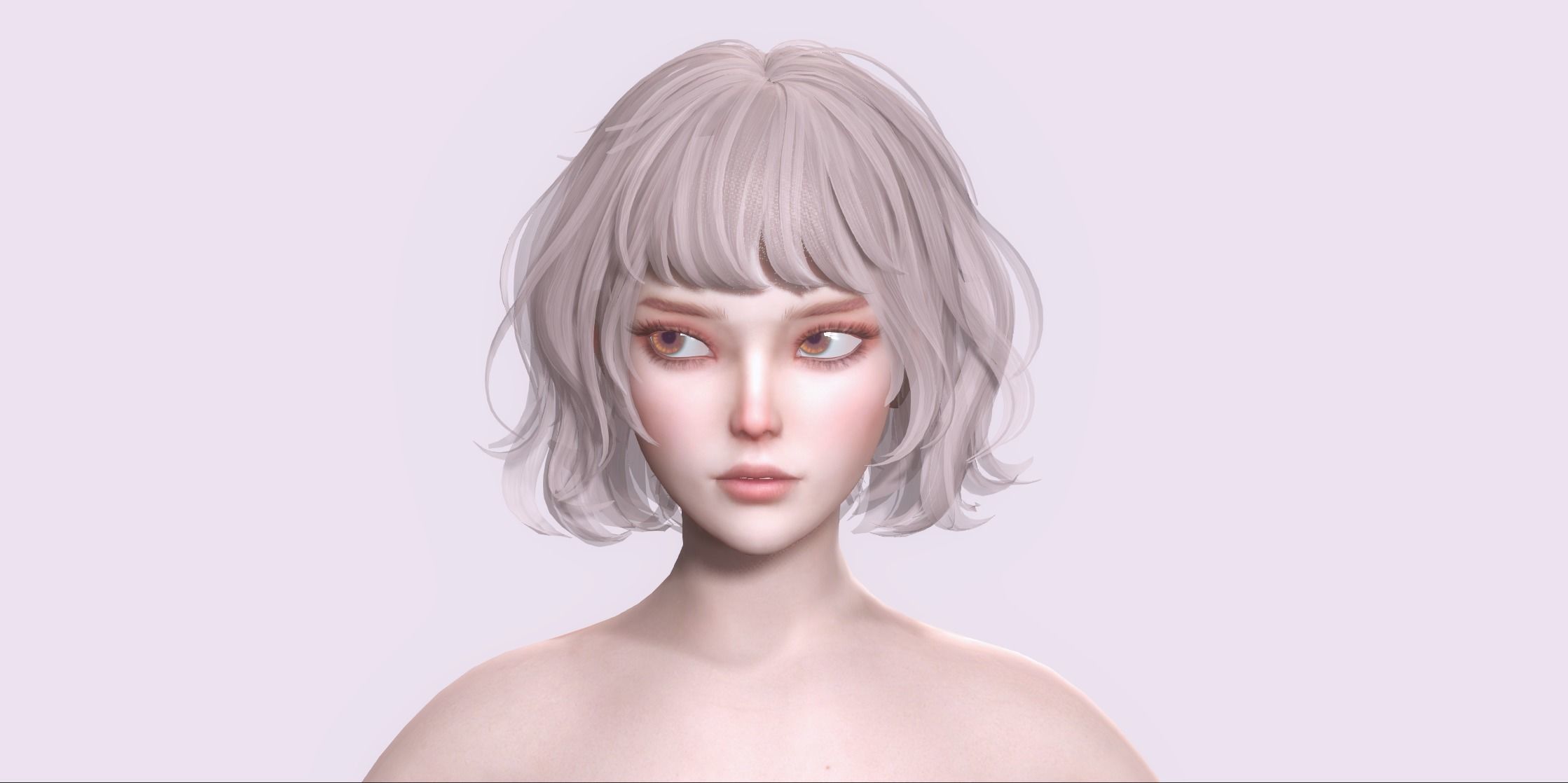 Nude Female Character Yoon - Game Ready Character Low-poly 3D model_20