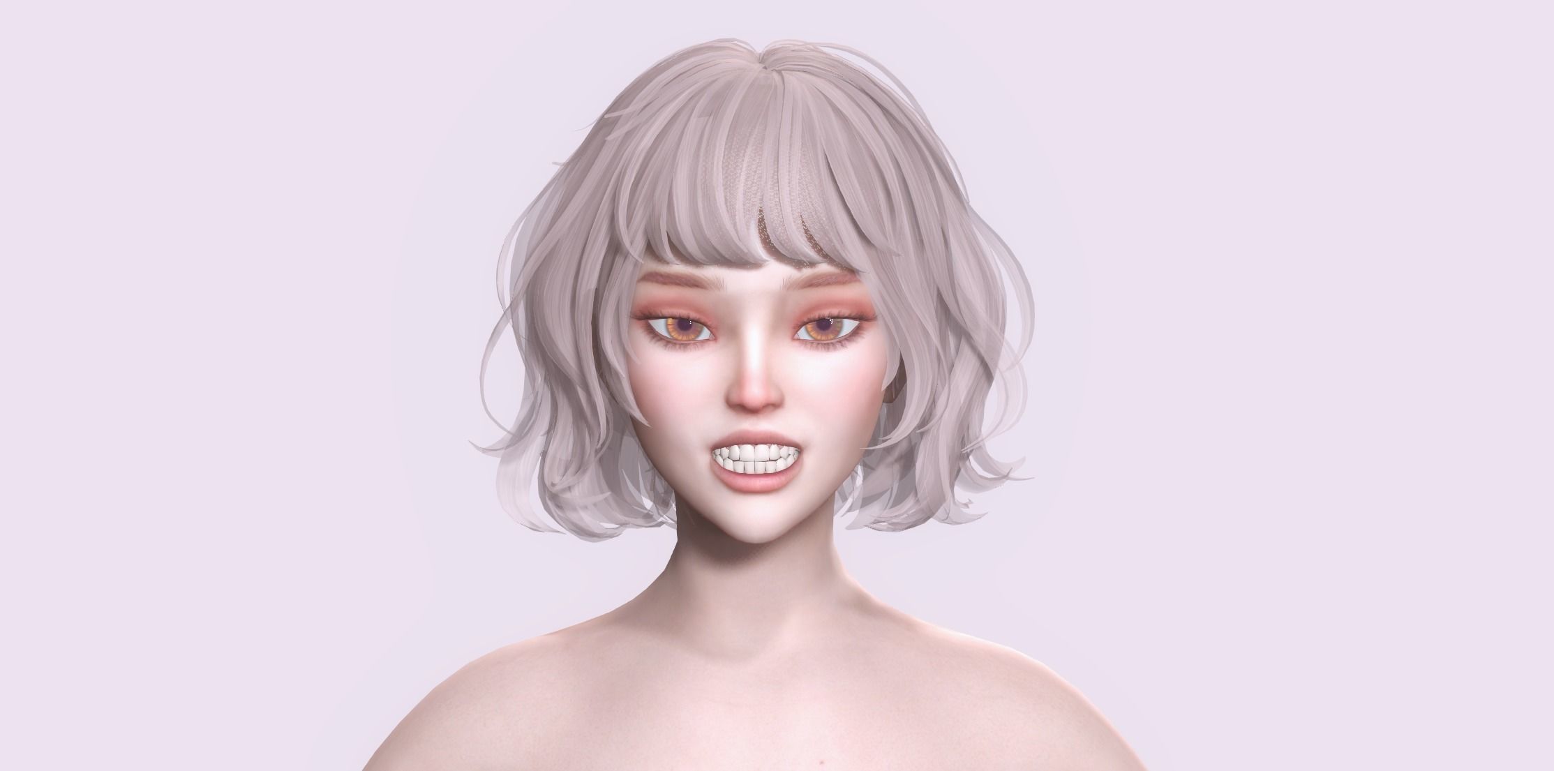 Nude Female Character Yoon - Game Ready Character Low-poly 3D model_25