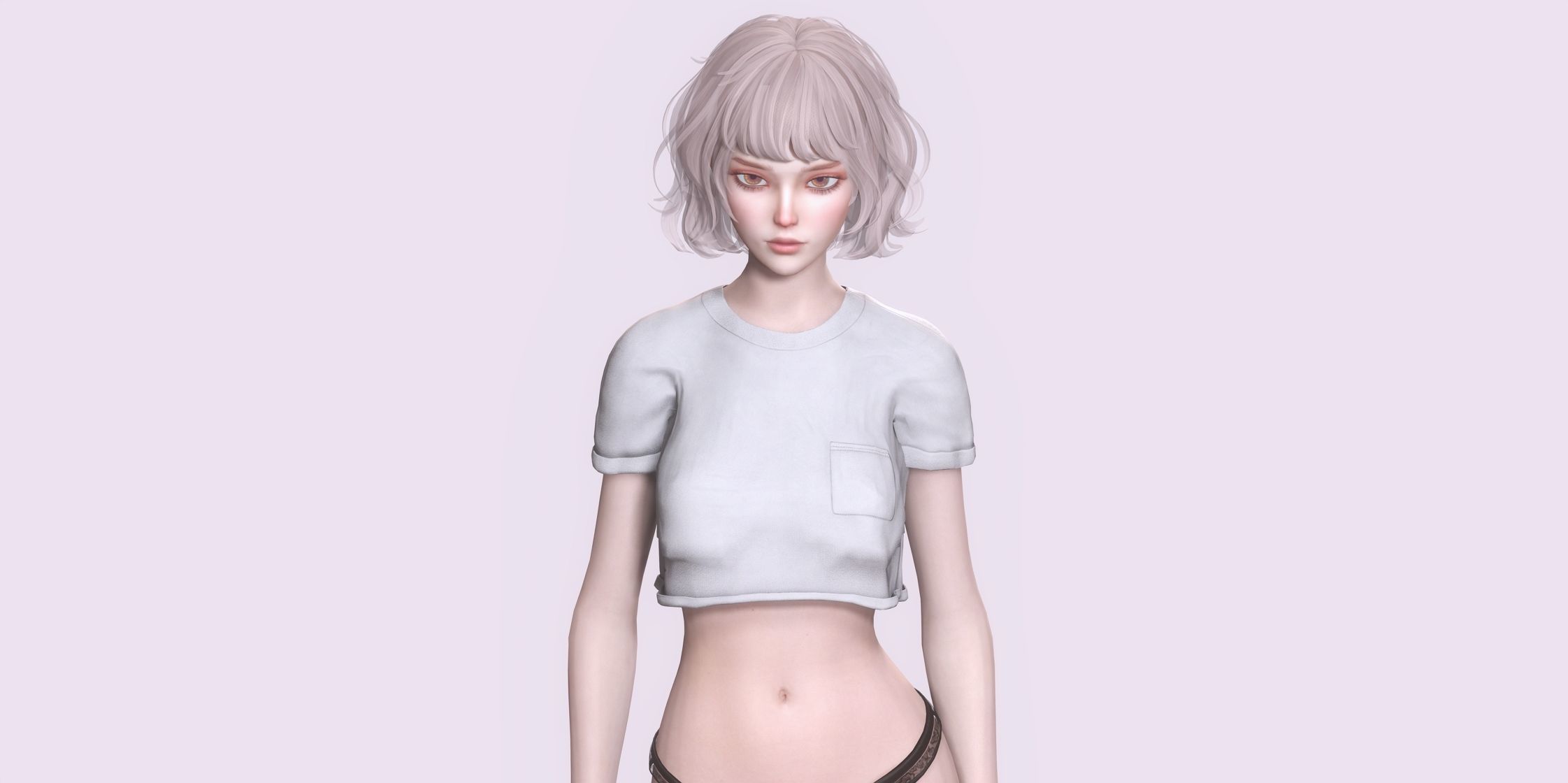 Nude Female Character Yoon - Game Ready Character Low-poly 3D model_3