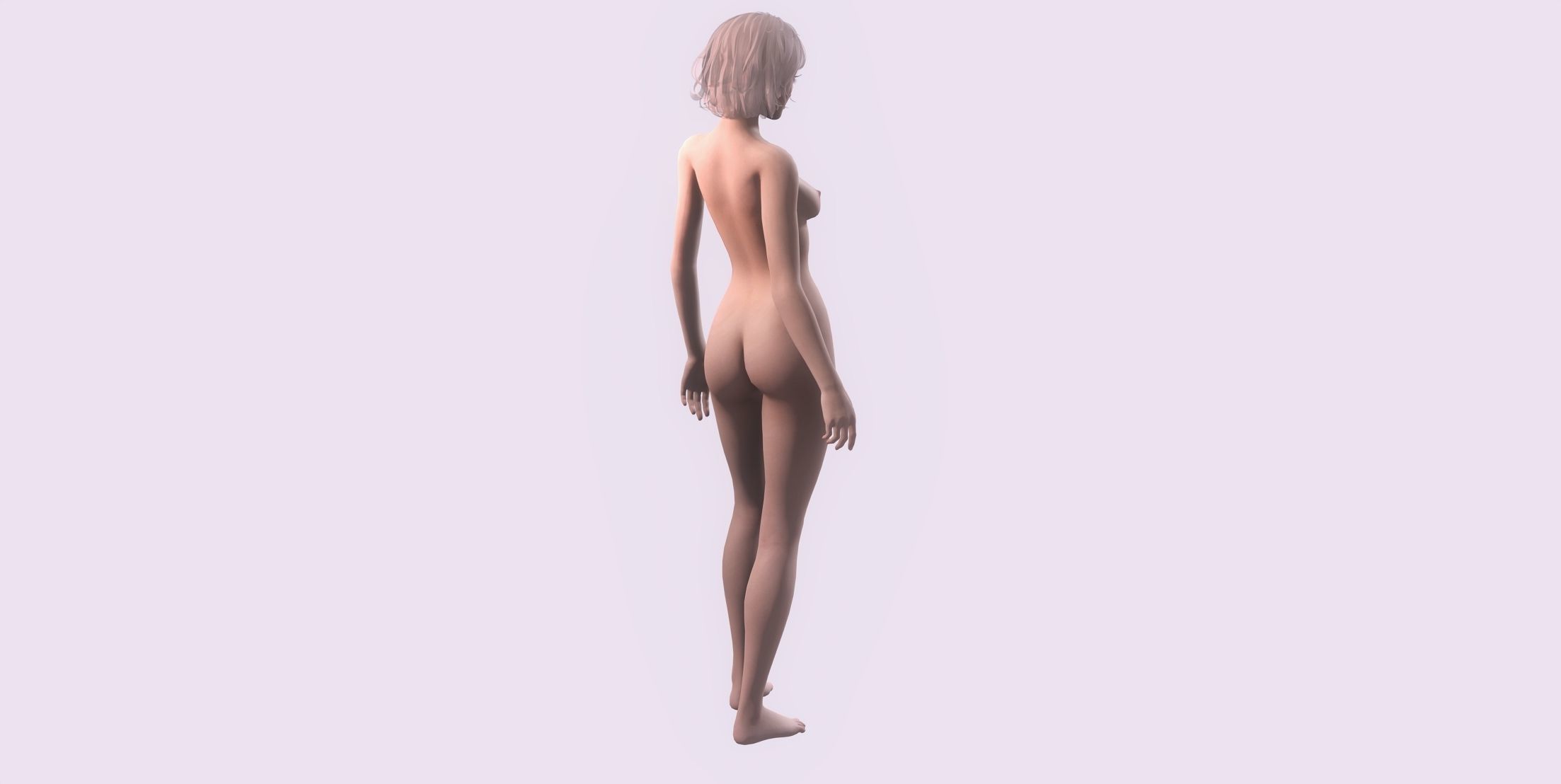 Nude Female Character Yoon - Game Ready Character Low-poly 3D model_14