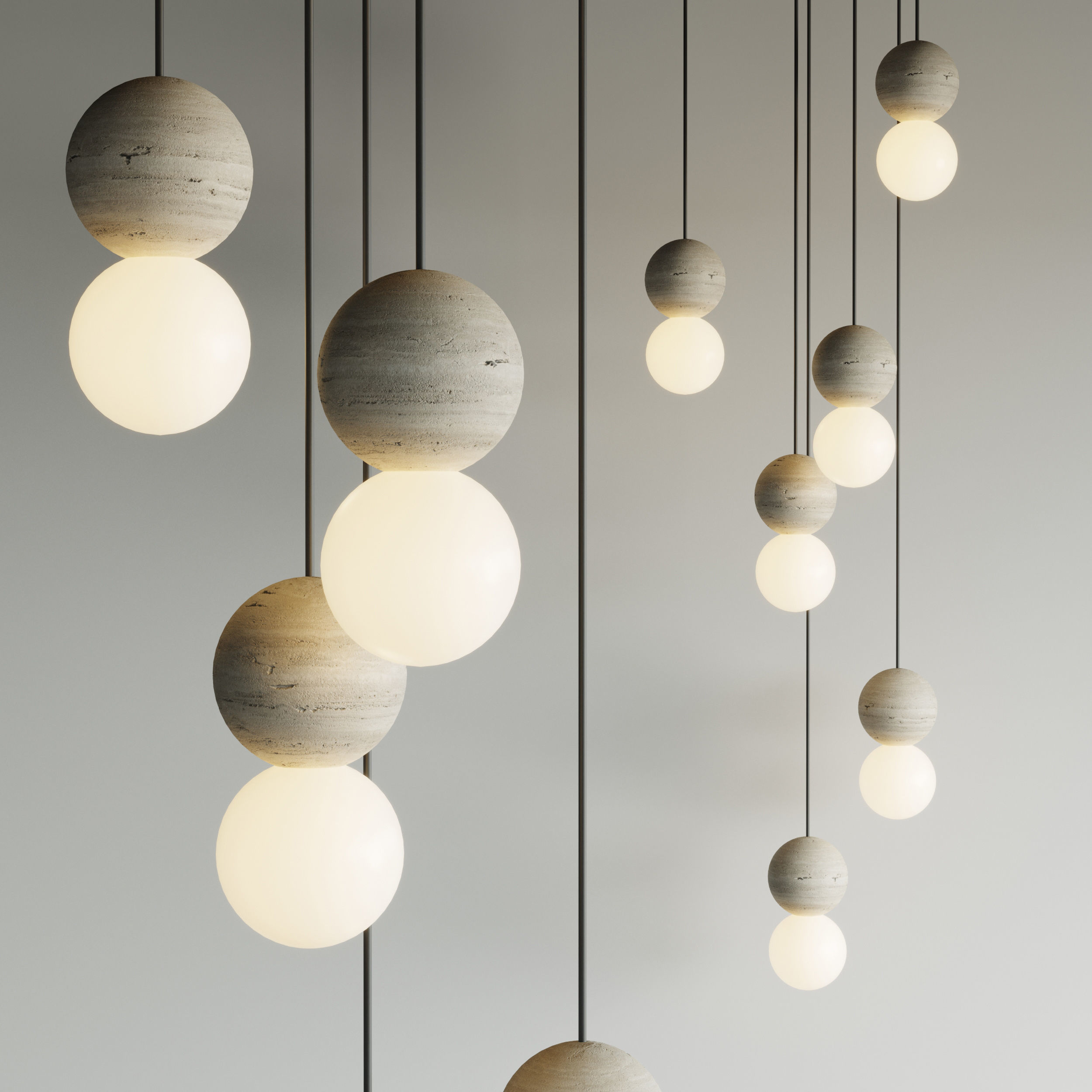 davidpompa Fiorito rock Origo white pendant light scene Low-poly 3D model_1