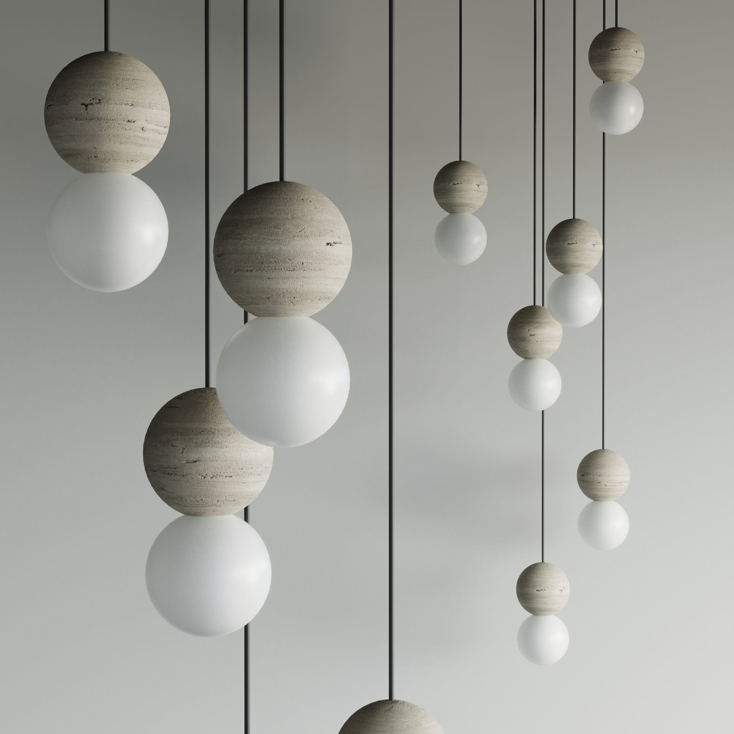 davidpompa Fiorito rock Origo white pendant light scene Low-poly 3D model_2