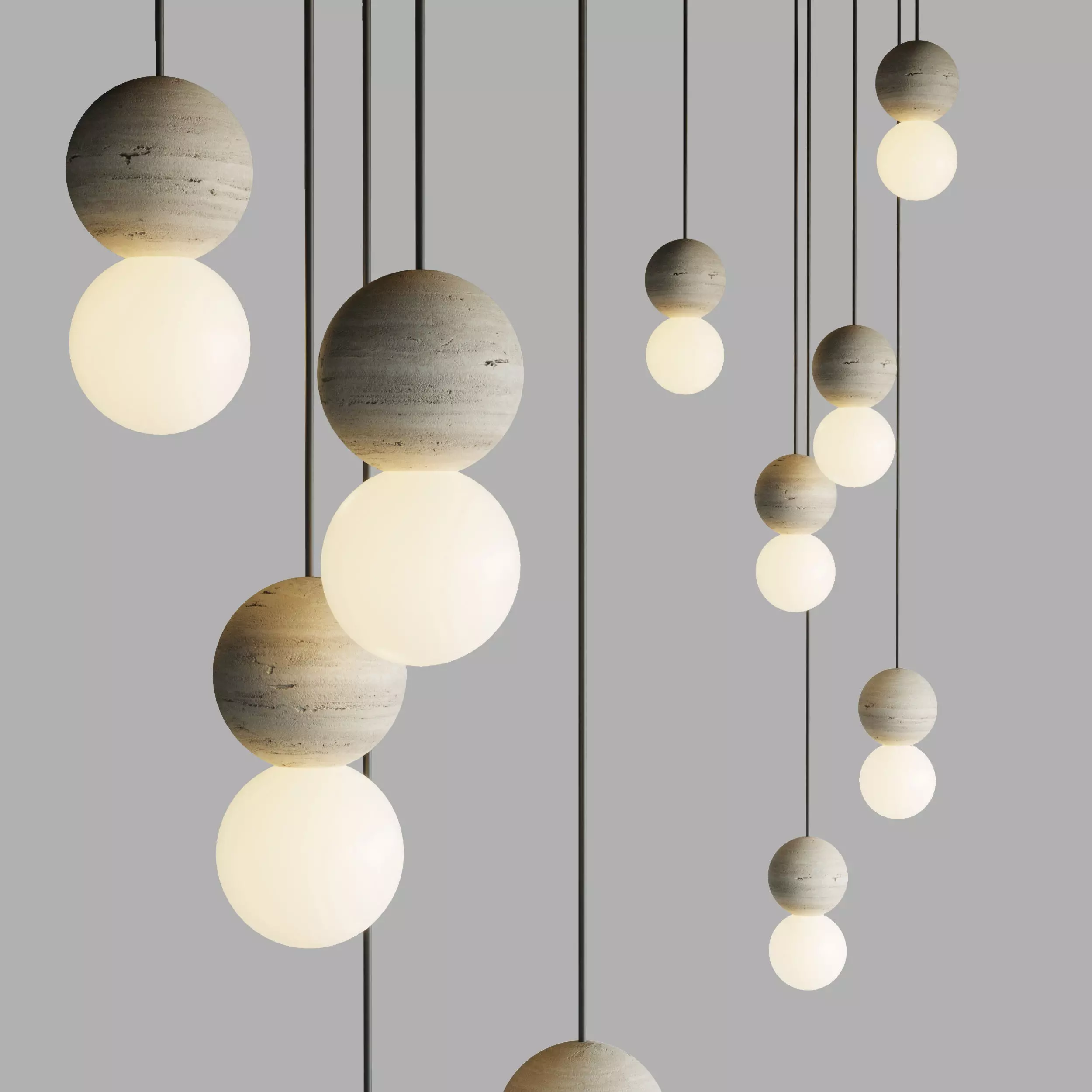 davidpompa Fiorito rock Origo white pendant light scene Low-poly 3D model_0