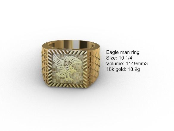 Eagle Man ring 3D print model_3