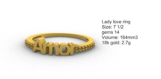 Lady Love Ring   3D print model_4