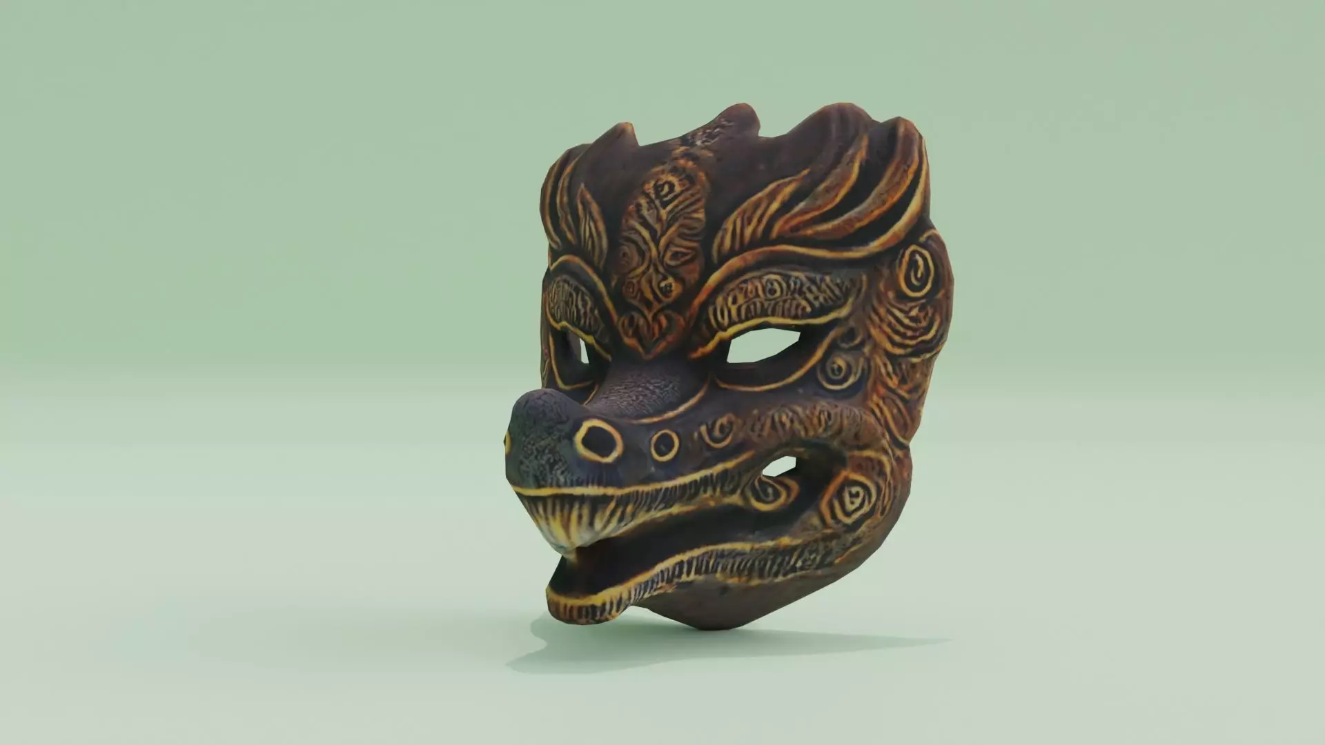 Wooden Dragon Mask Free low-poly 3D model