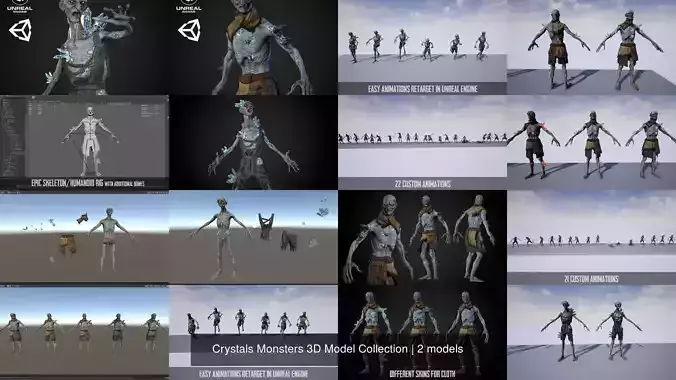 Crystals Monsters 3D Model Collection