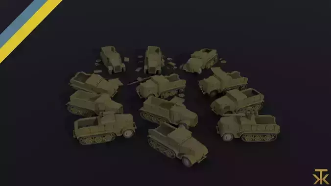 Cartoon Dieselpunk armored cars 2 Polygonal Style