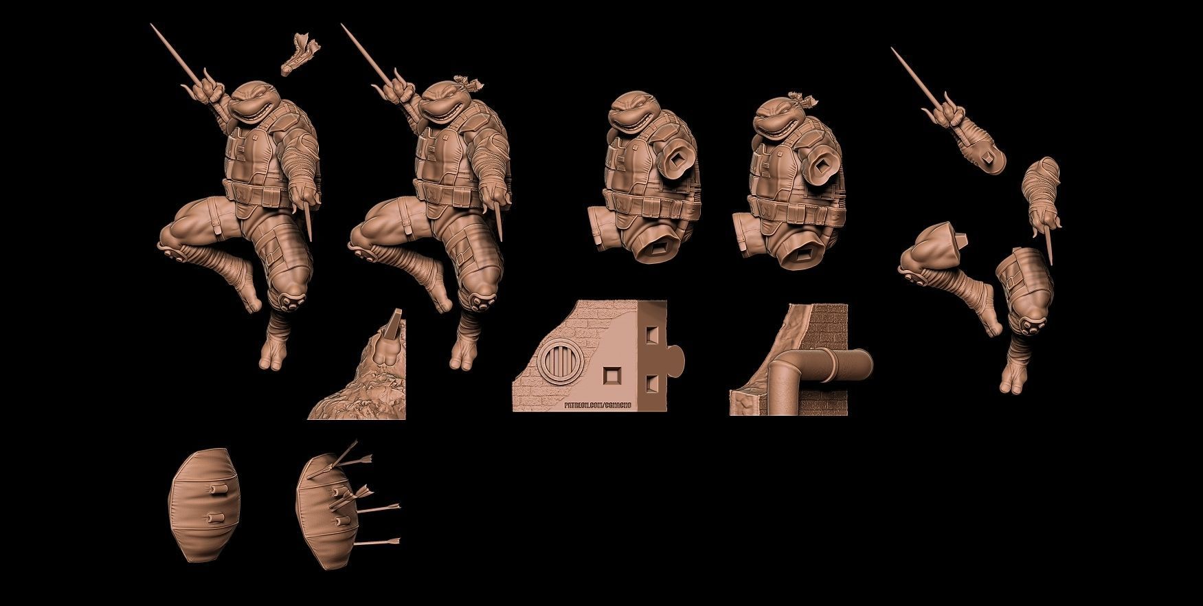 Fan Art - RAPHAEL from TMNT Last Ronin - Statue 3D print model_6