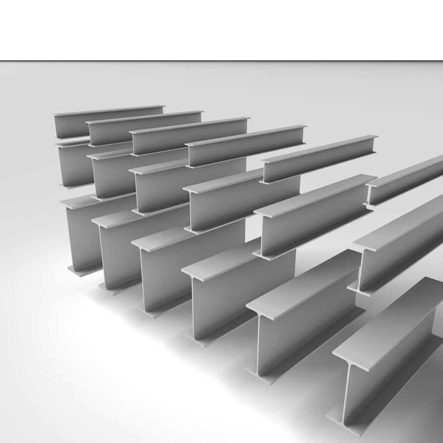 Metal Beam IPE 3D model_1