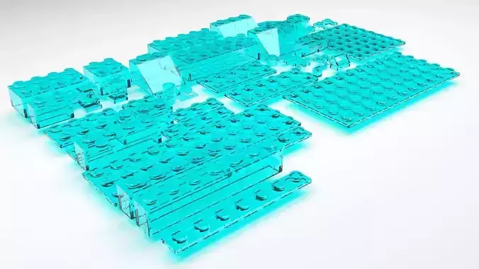Skyblue Glass Lego Bricks Set