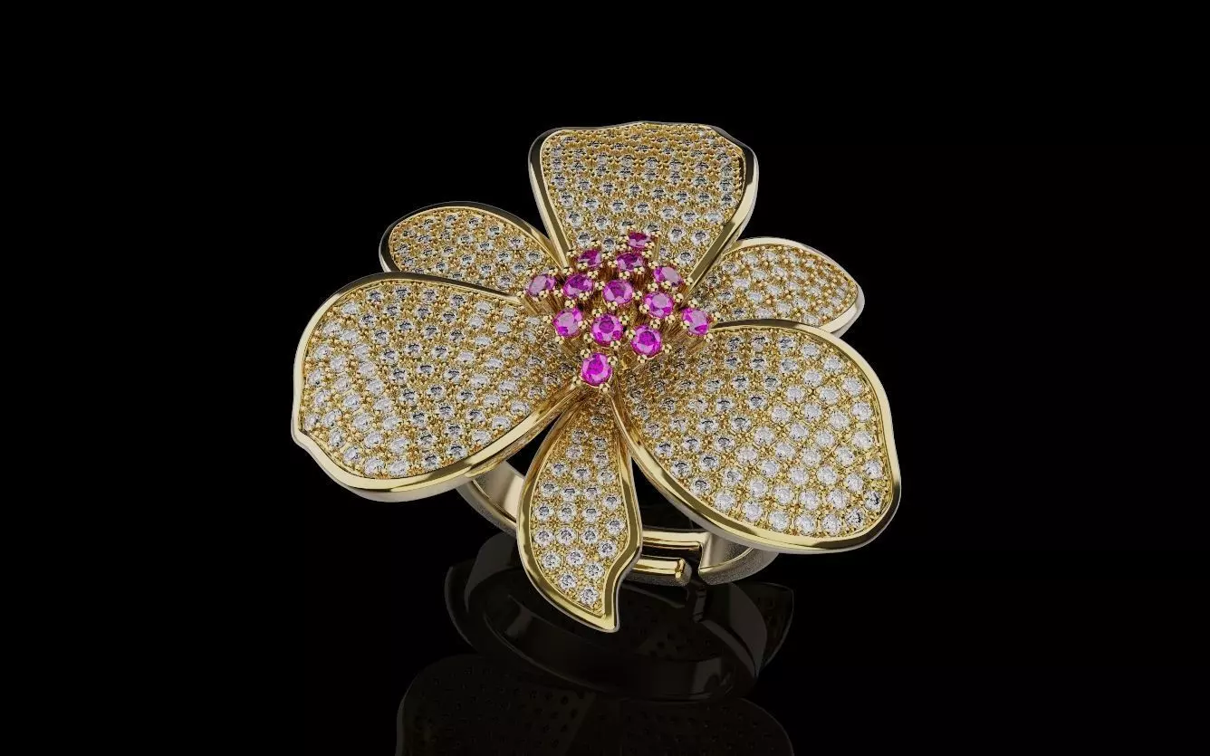 Wild Orchid Flower Ring 032 3D print model