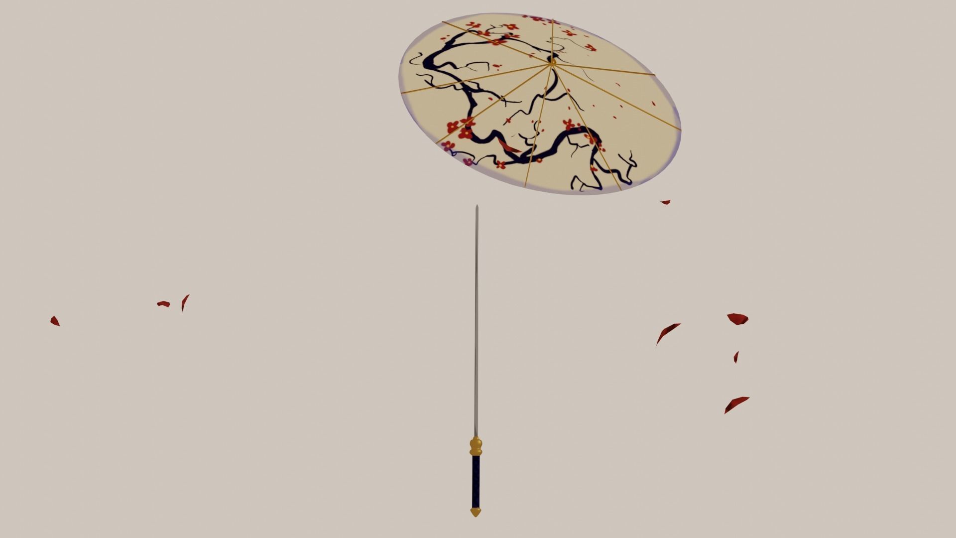 Katana Umbrella Prop Low-poly 3D model_4