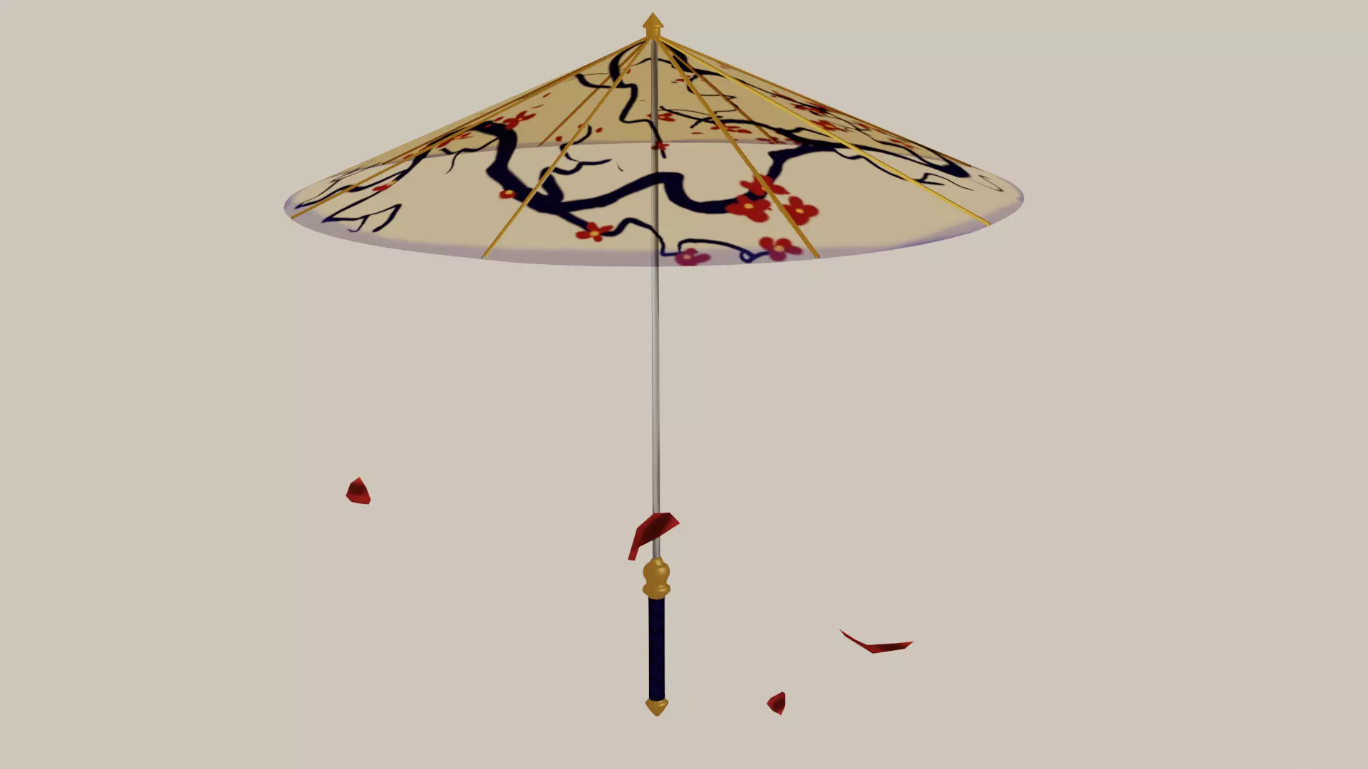 Katana Umbrella Prop Low-poly 3D model_0