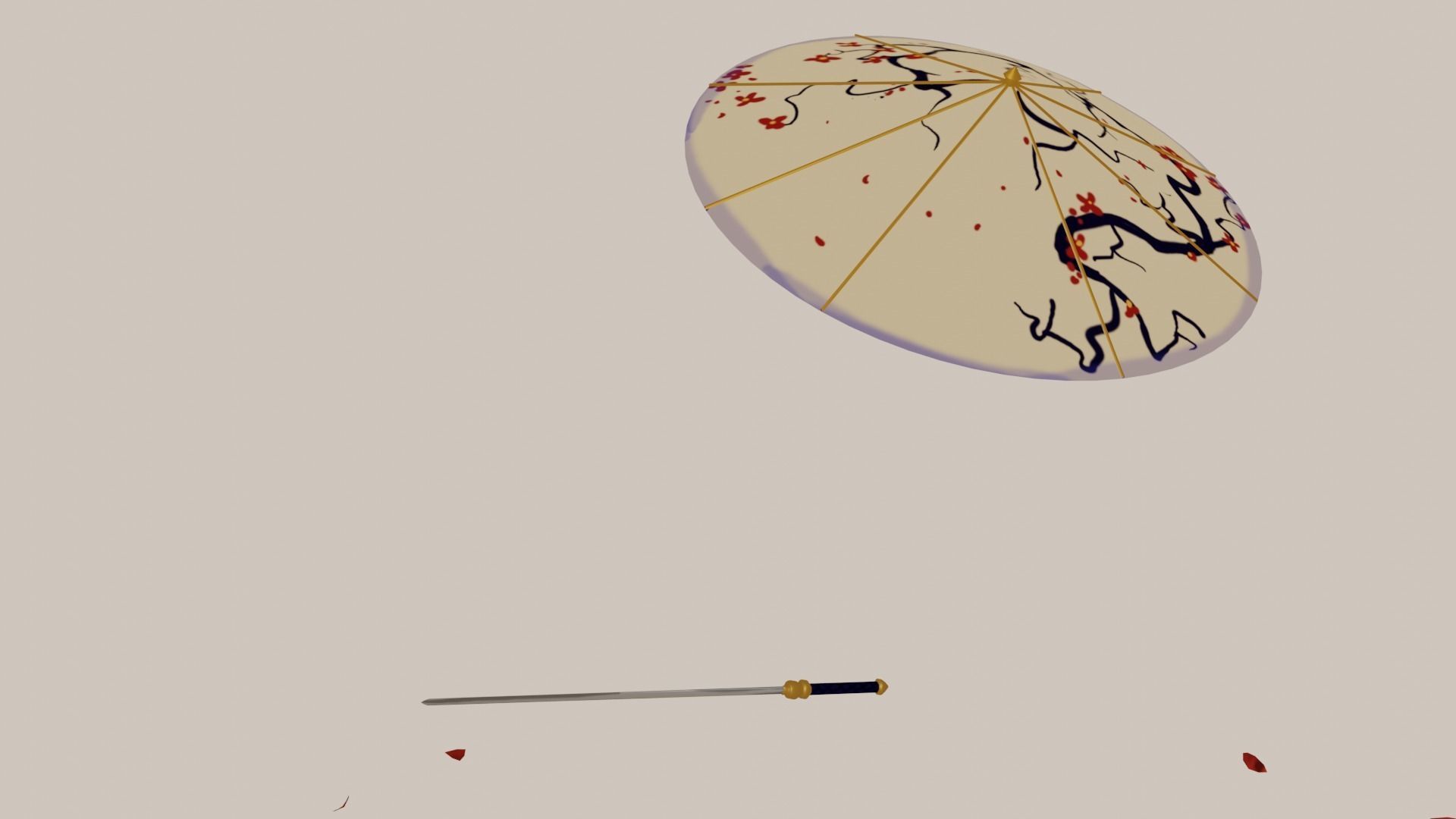 Katana Umbrella Prop Low-poly 3D model_5