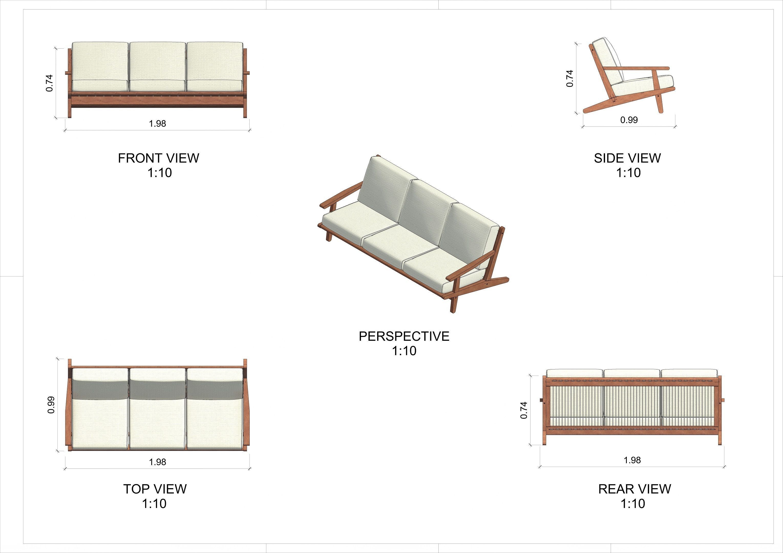 Sofa Maiorca 3 Seats by Butzke 3D model_7