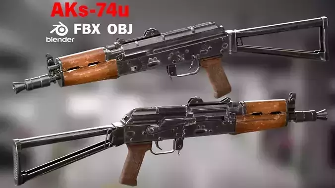 AKs 74u Low-poly 3D model
