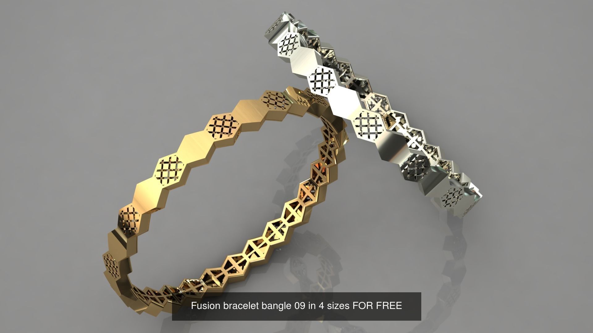 9 Fusion bracelet bangle in 4 sizes 3D Model Collection_9
