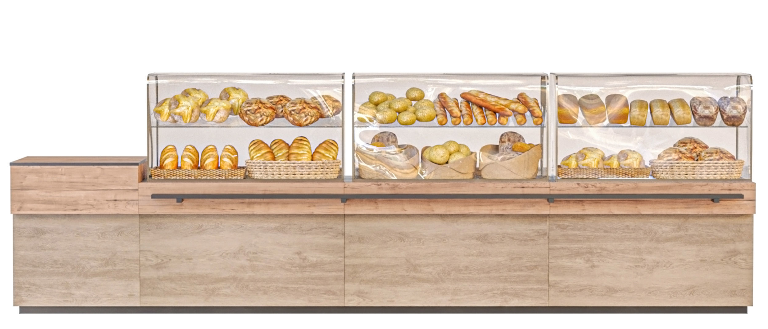 Showcase with pastries bread and sweets 3D model_2