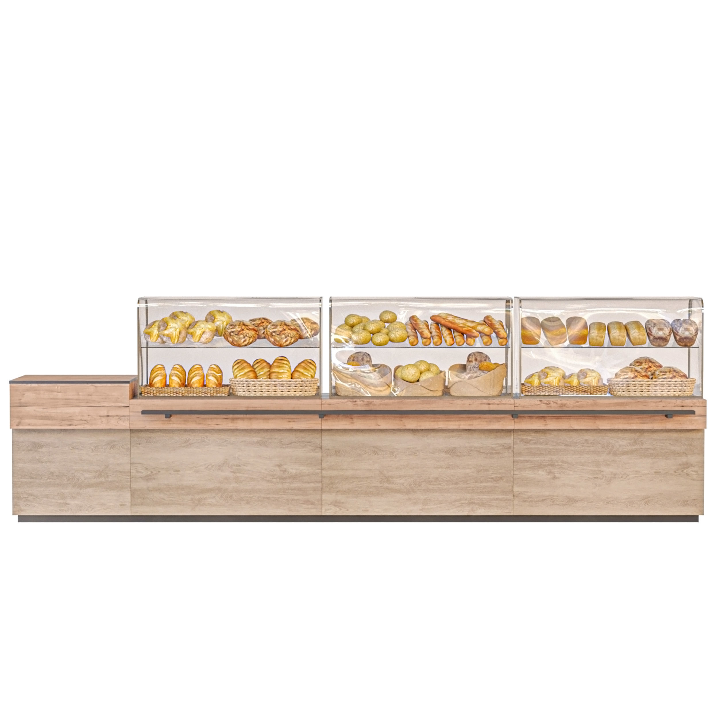 Showcase with pastries bread and sweets 3D model_3