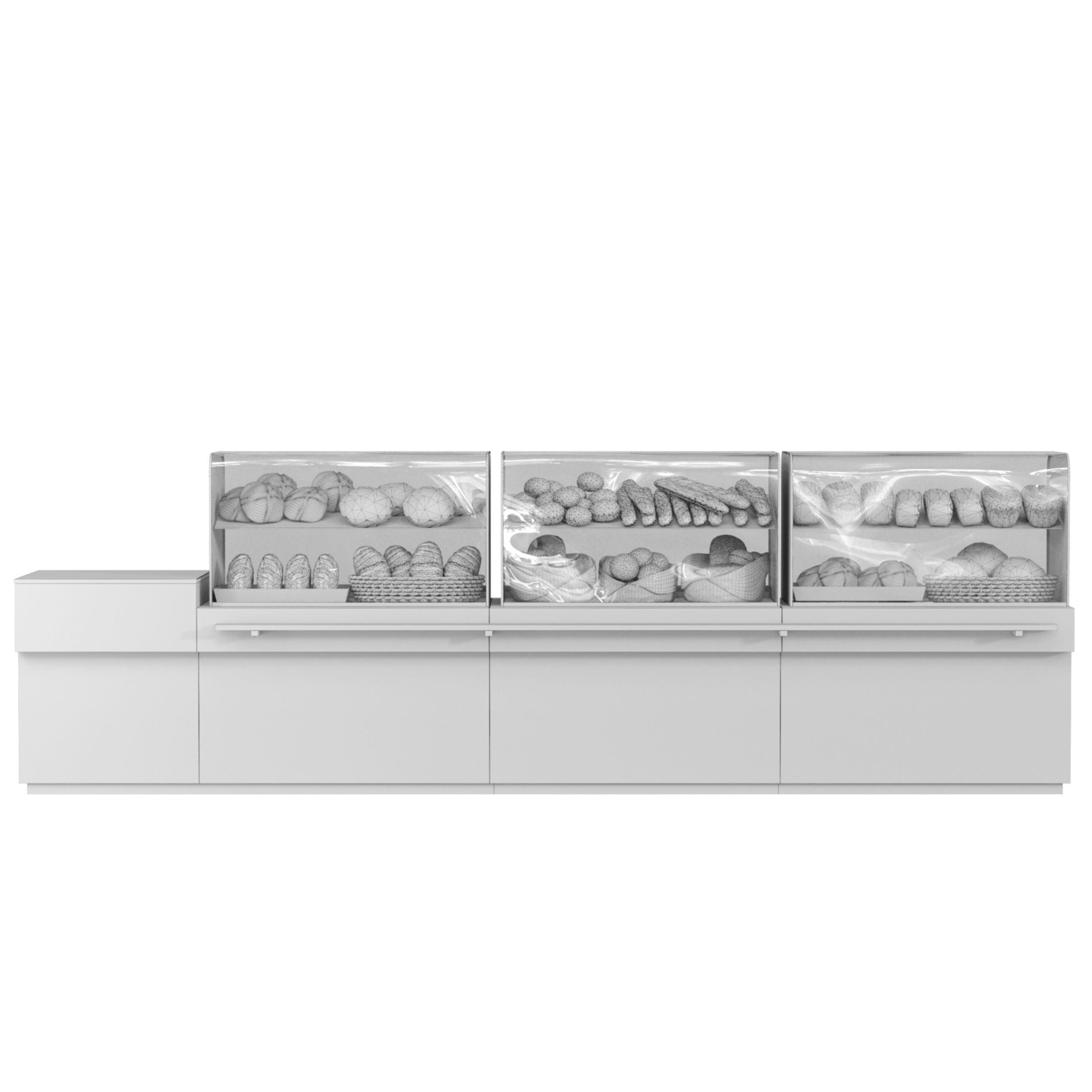 Showcase with pastries bread and sweets 3D model_1