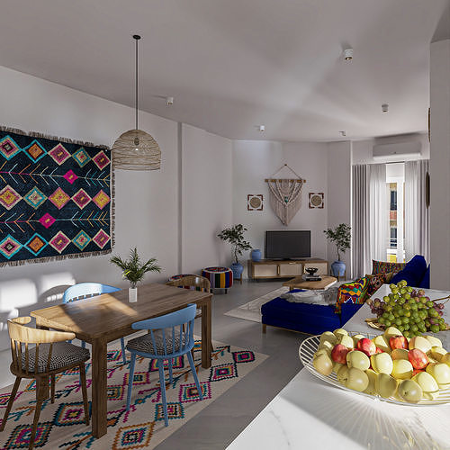 Hotel Unit interior scene  3D model 4