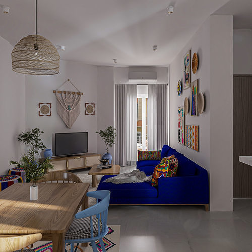 Hotel Unit interior scene  3D model 6