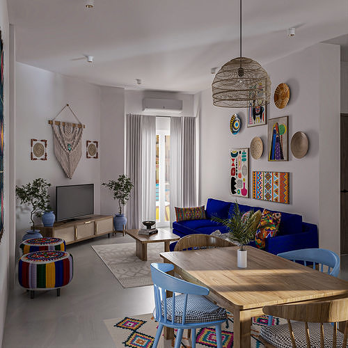 Hotel Unit interior scene  3D model 2